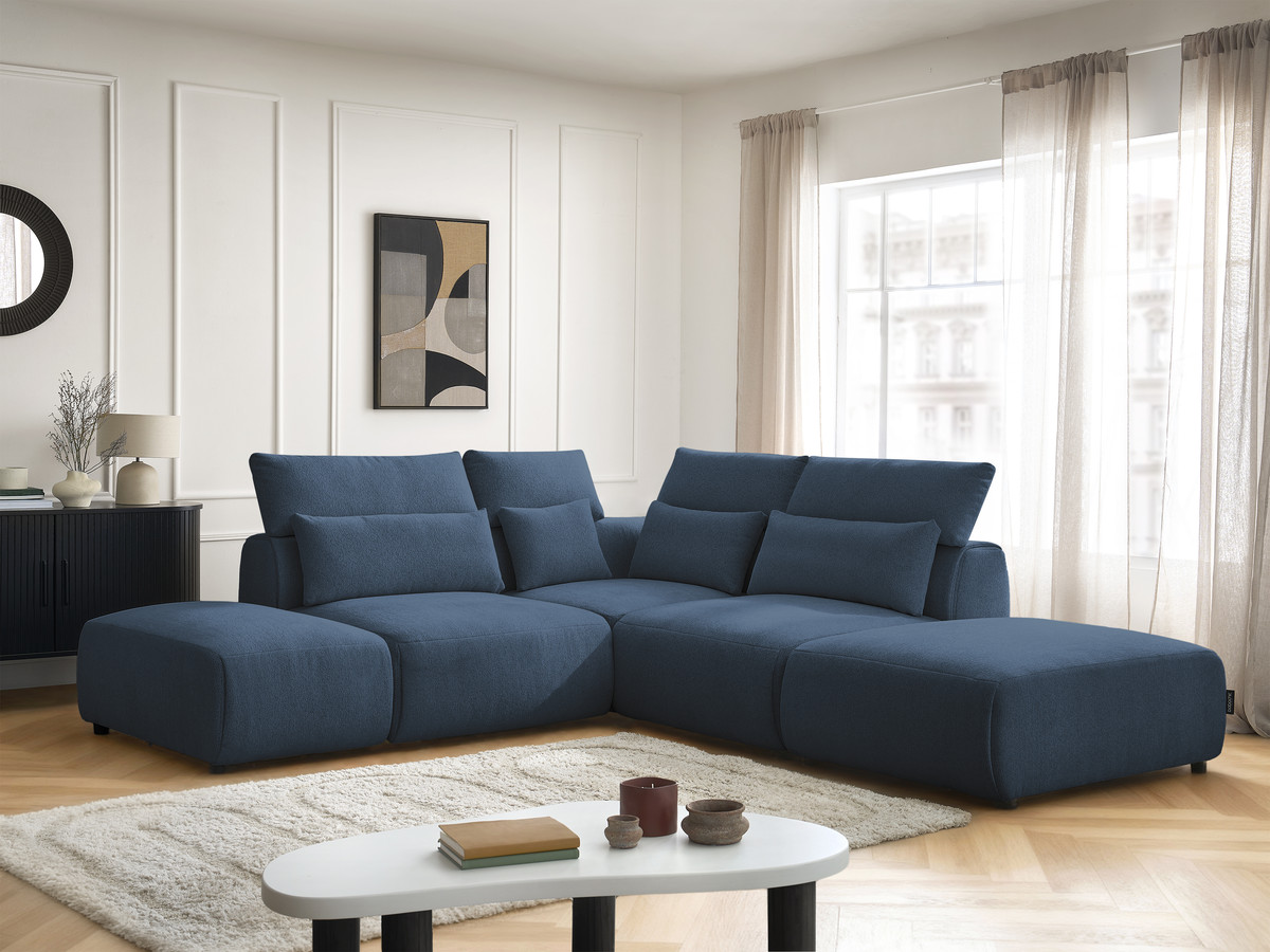 Bobochic Jana Ecksofa Melange-Stoff Blau