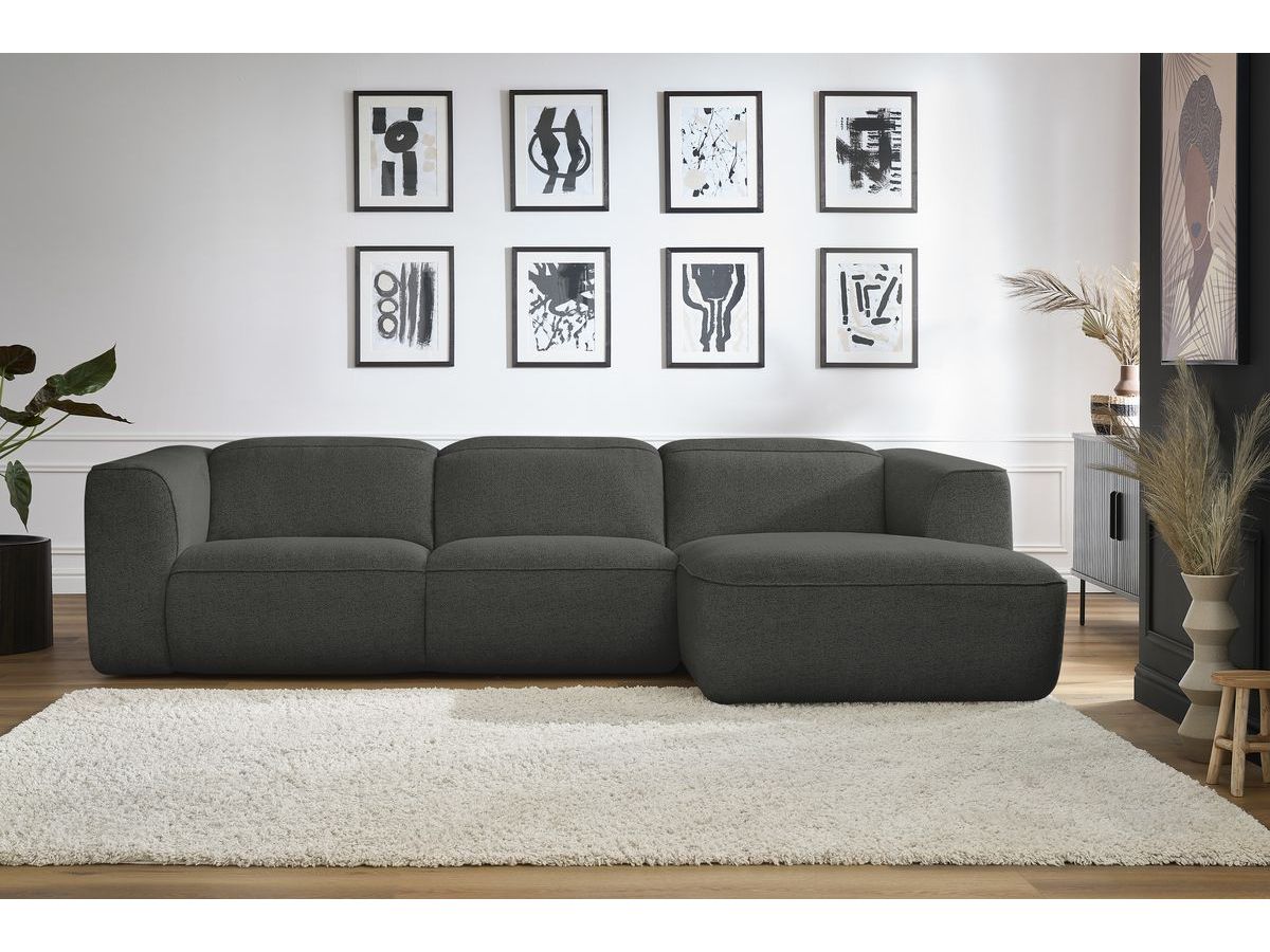 Bobochic William Ecksofa Melange-Stoff Dunkelgrau Ecke rechts