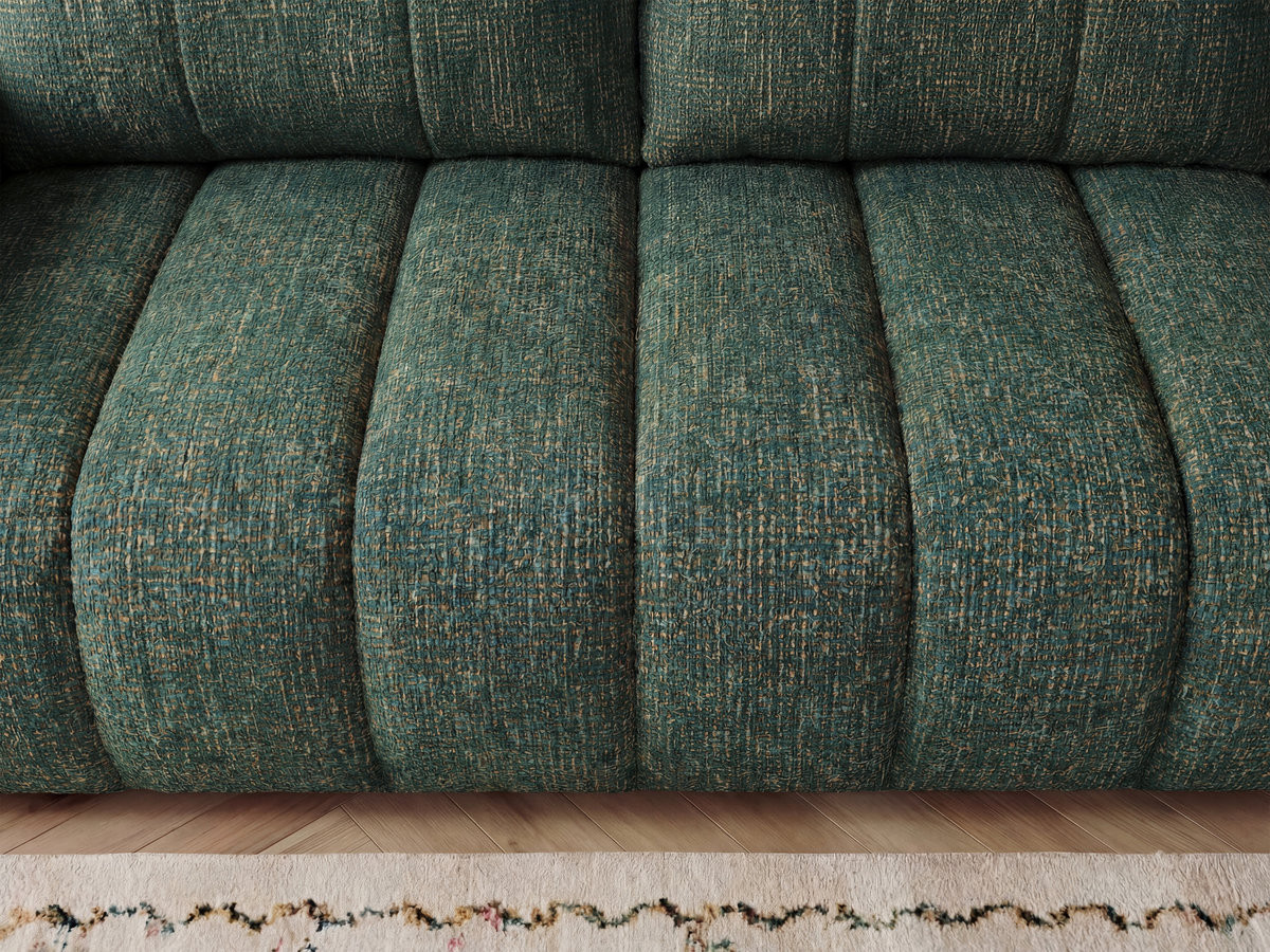 Bobochic Nesty Sofa 3-Sitzer mit Pouf Melange-Stoff Dunkelgrün