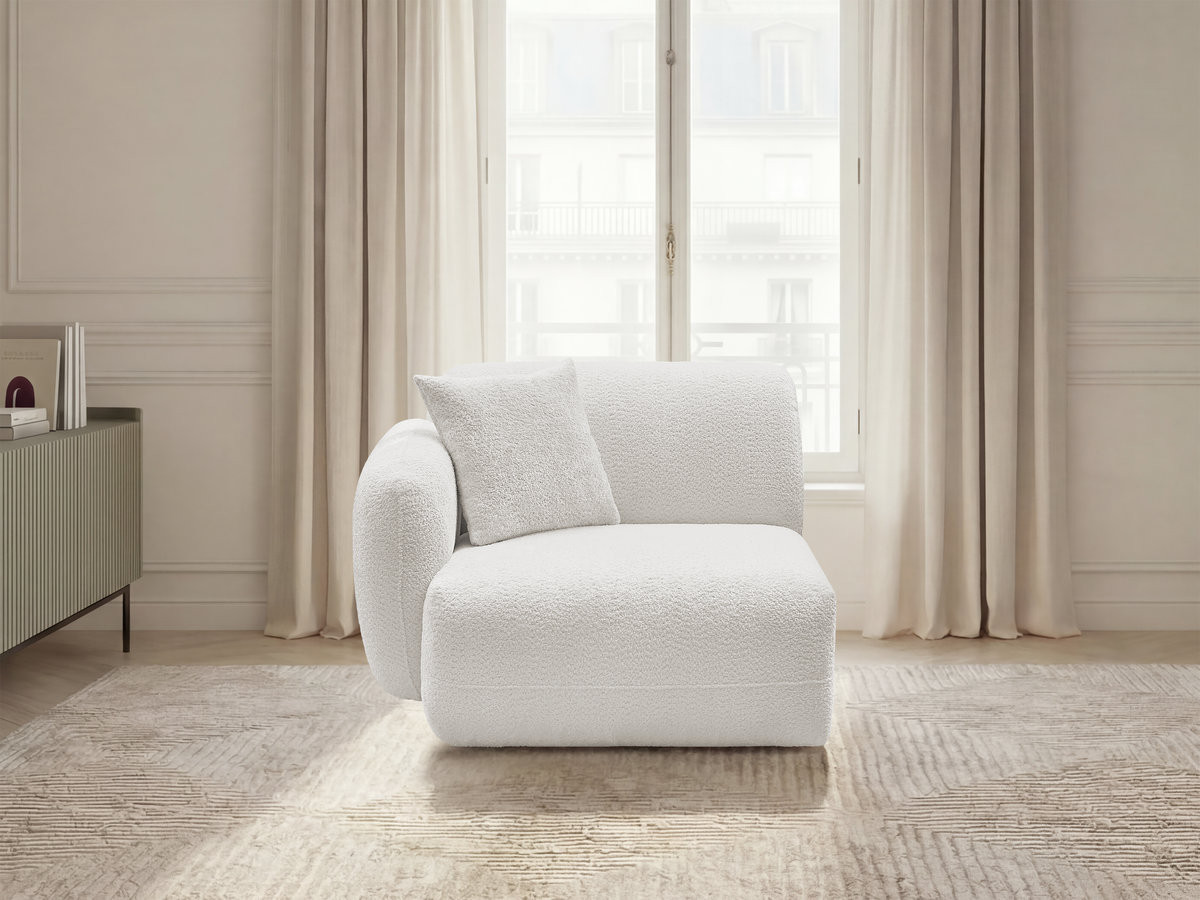 Bobochic Anda Sofamodul 1-Sitzer 104 × 103 cm Chenille Weiß Ecke links