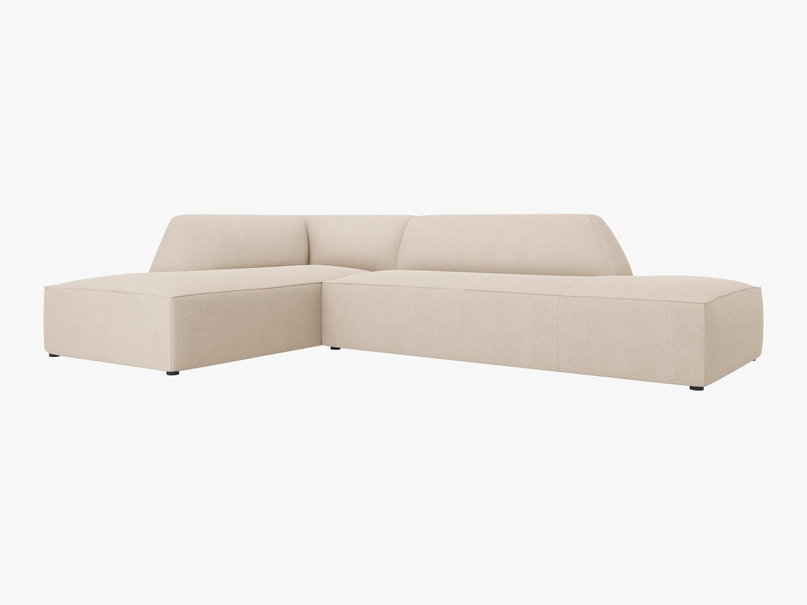 Micadoni Ecksofa Ruby 4-Sitzer Links Strukturierter Stoff Ottawa Beige