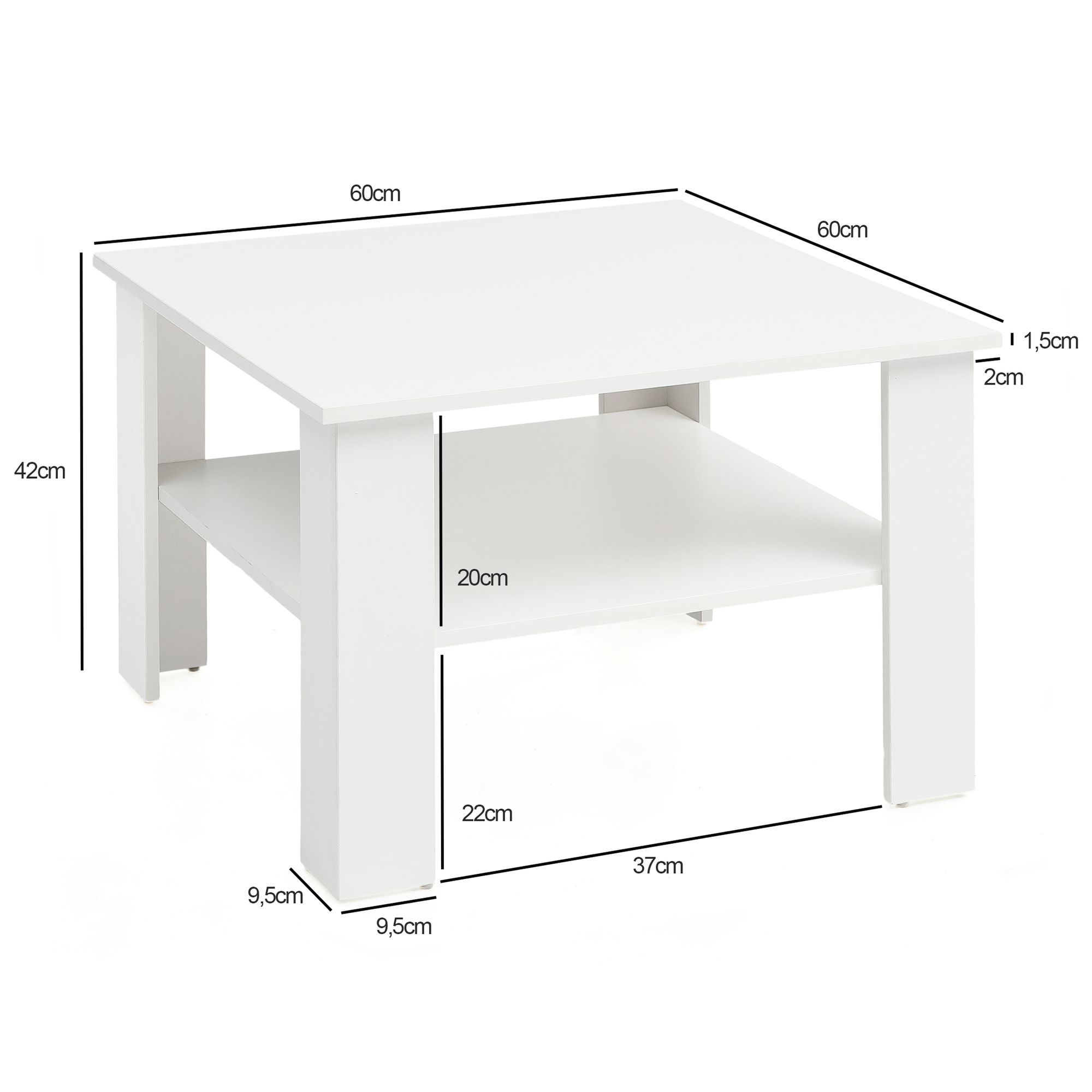 Couchtisch Flam Weiß 60 × 60 × 42 cm
