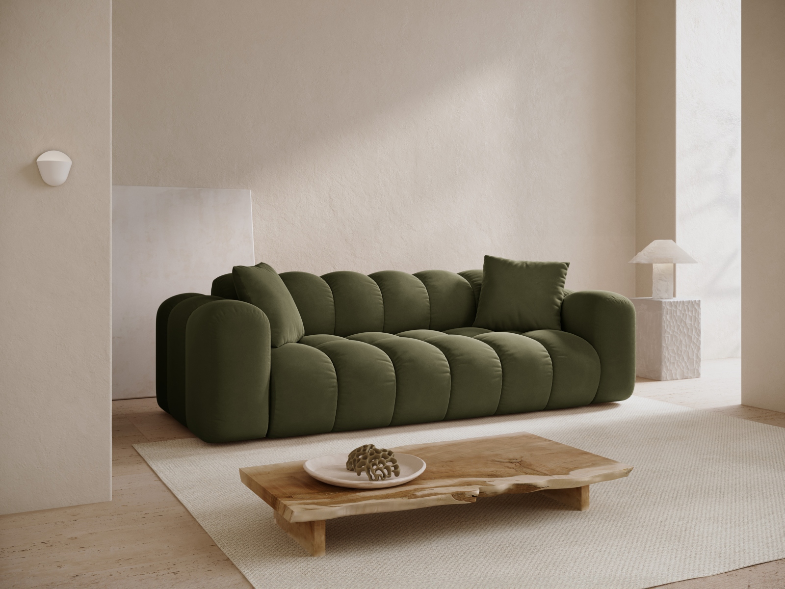 Cosmopolitan Design Sofa Treno 4-Sitzer Samt Bluvel Grün