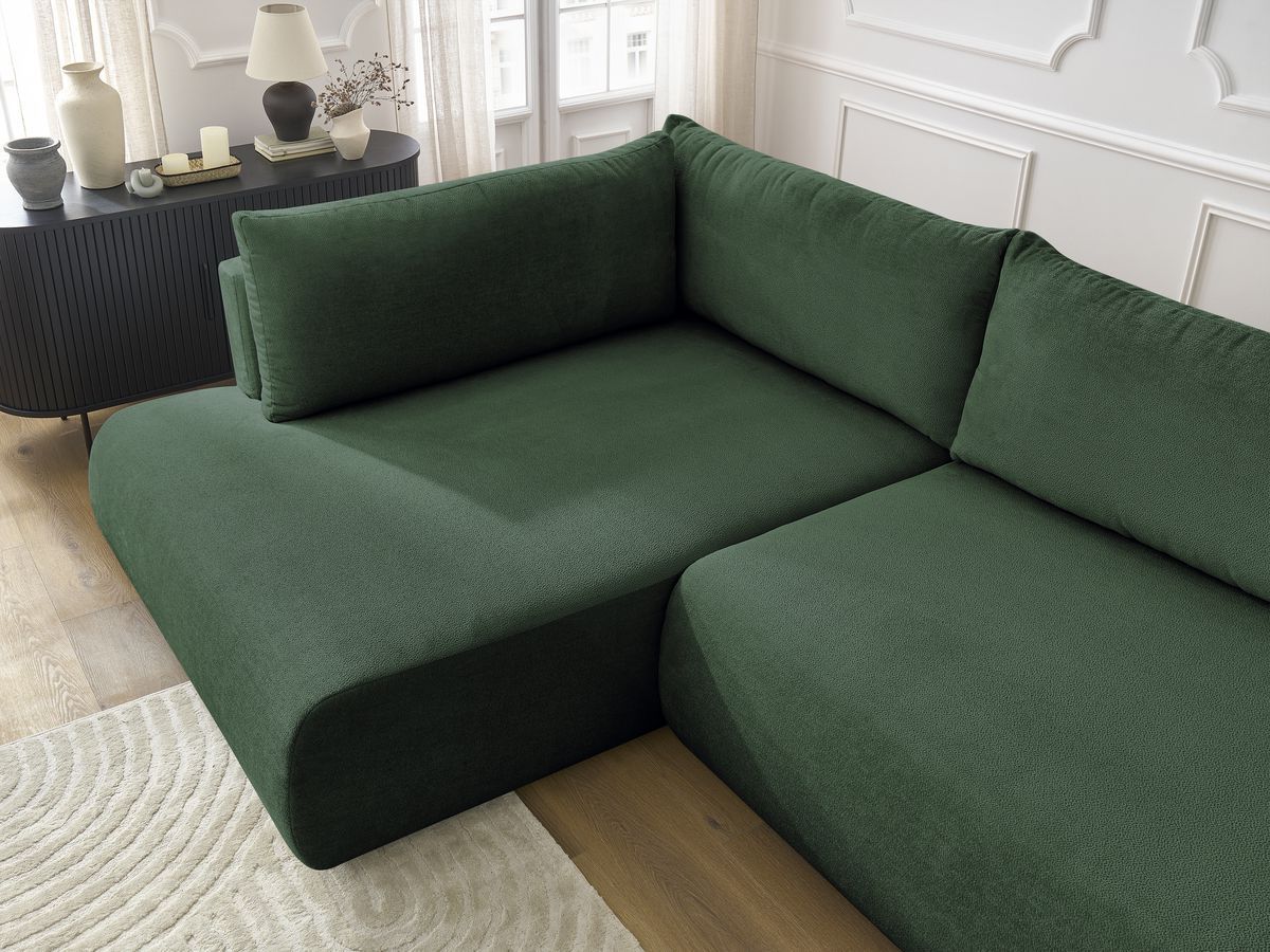 Bobochic Lucien Ecksofa mit Schlaffunktion und Bettkasten 296 × 198 cm Stoff Grün Ecke links