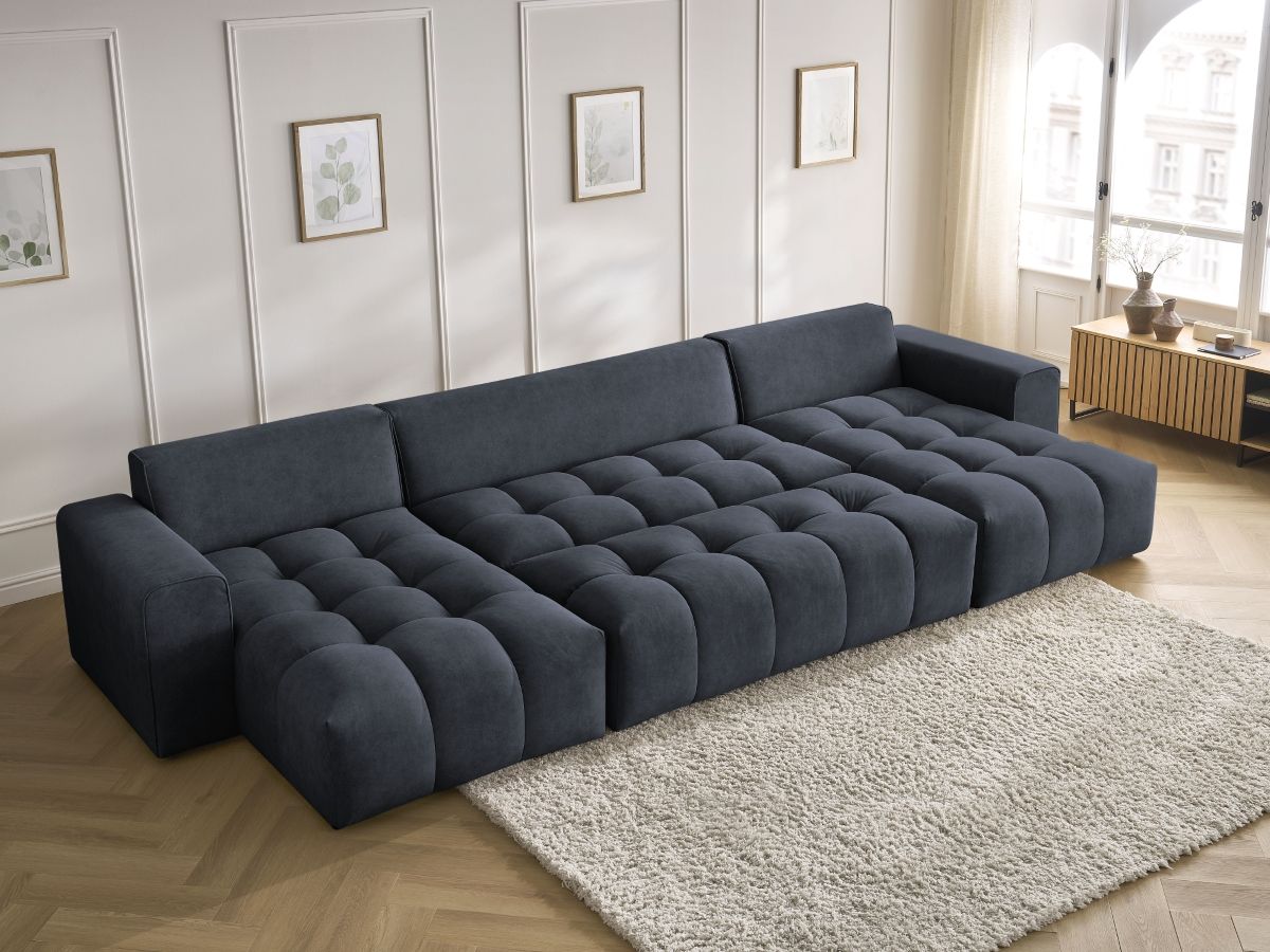 Bobochic Mont-blanc Wohnlandschaft mit Pouf Samt Dunkelblau