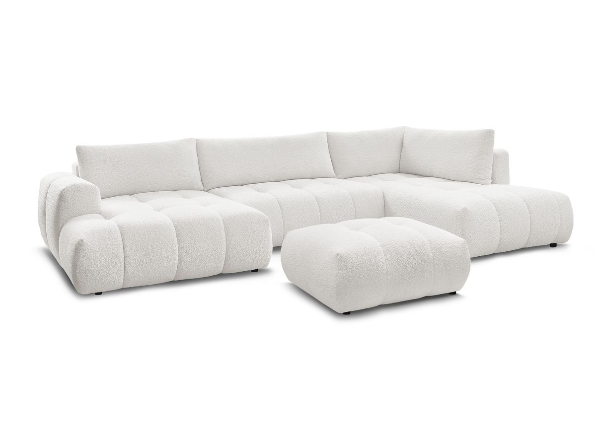 Bobochic Fuji Wohnlandschaft mit Pouf Bouclé-Stoff Weiß Ecke links