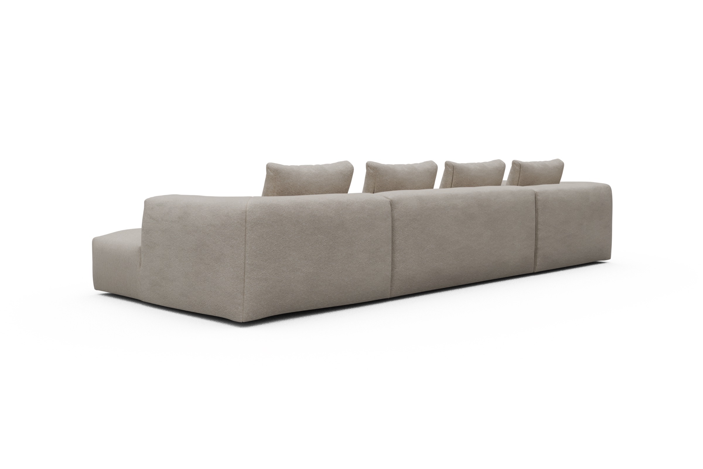 Wohnlandschaft Fred Relax-Ecke links mit 2-Sitzer und Chaiselongue rechts Aivi-Lace-Beige