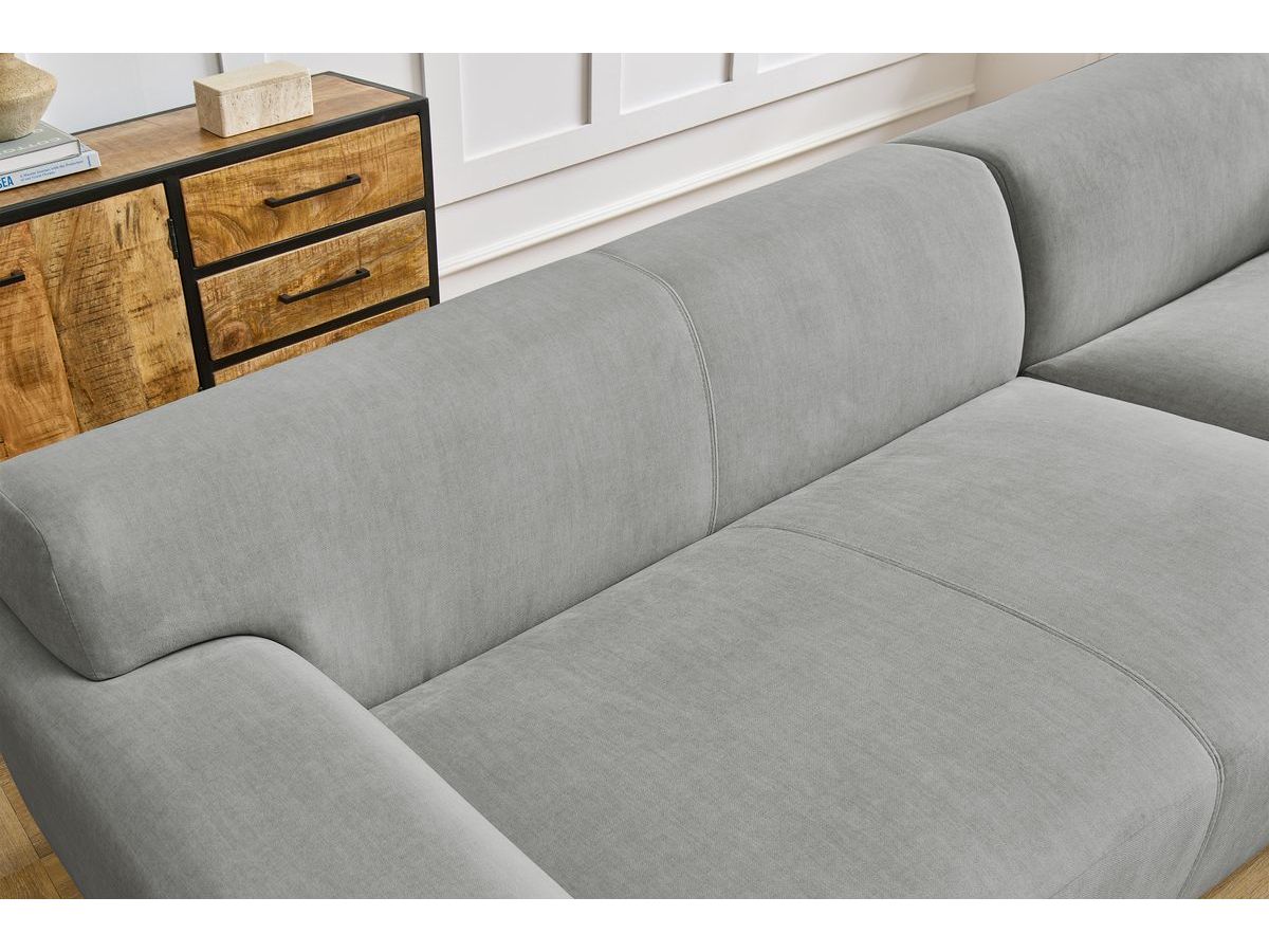 Bobochic Lavena Ecksofa 312 × 220 cm Samt Hellgrau Ecke rechts