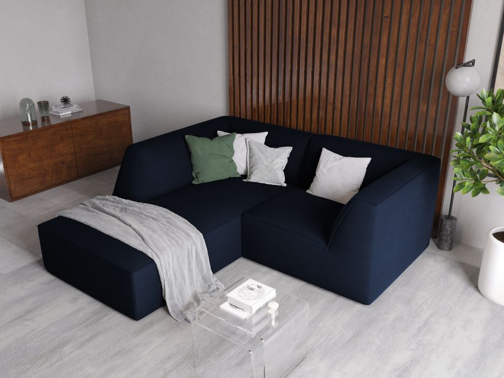 Cosmopolitan Design Ecksofa Siena 3-Sitzer Samt Salvador Königsblau Links