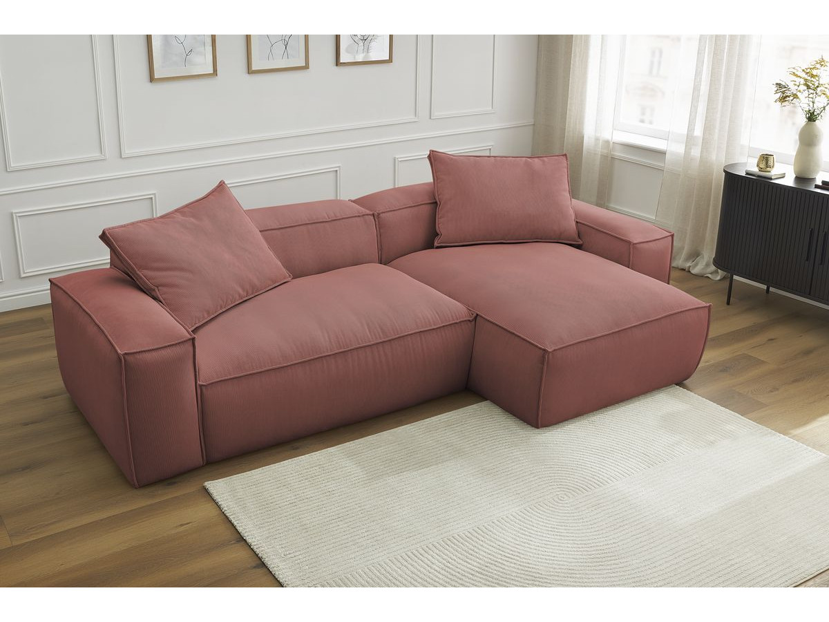 Bobochic Boheme Ecksofa, 3 Kissen Cordsamt Rosa