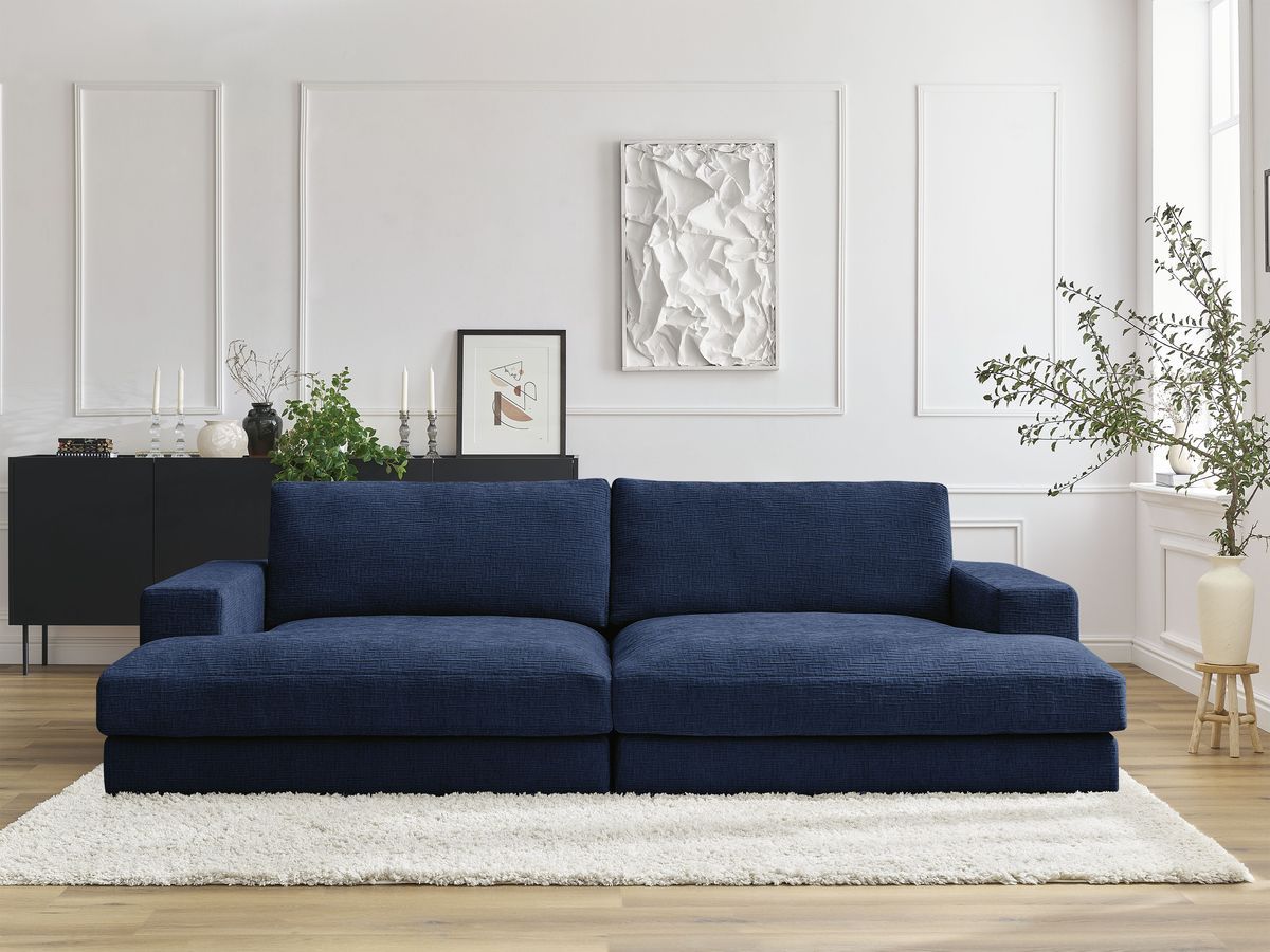 Bobochic Leonard Sofa 4-Sitzer 234 × 159 cm Strukturstoff Dunkelblau