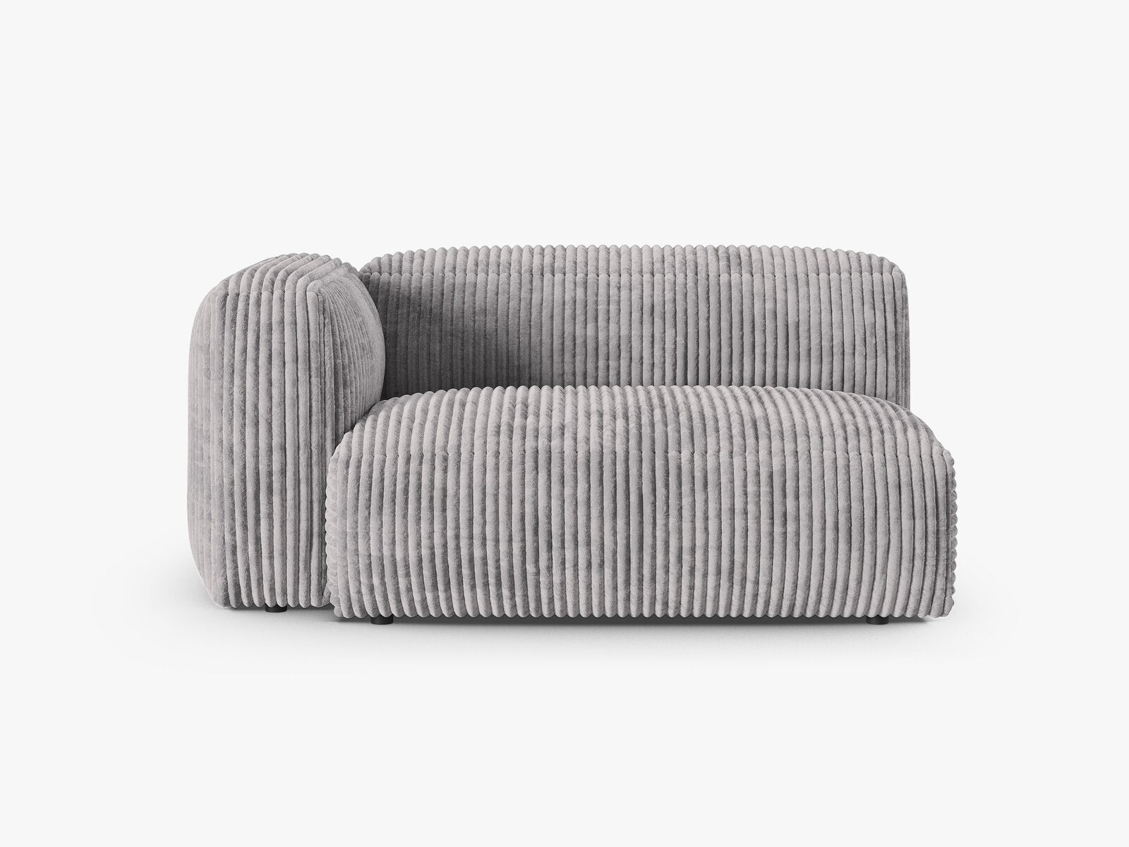 Micadoni Eckmodul mit Armlehne Martina 1-Sitzer Groß 90cm Sitztiefe Links Kord Tilia Hellgrau