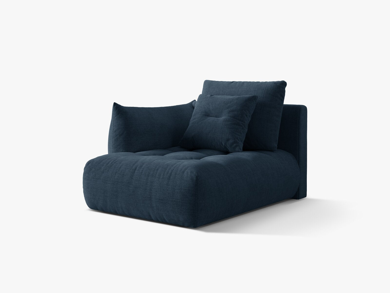 Micadoni Bloom Chaiselongue Links Strukturierter Stoff Wind Marineblau
