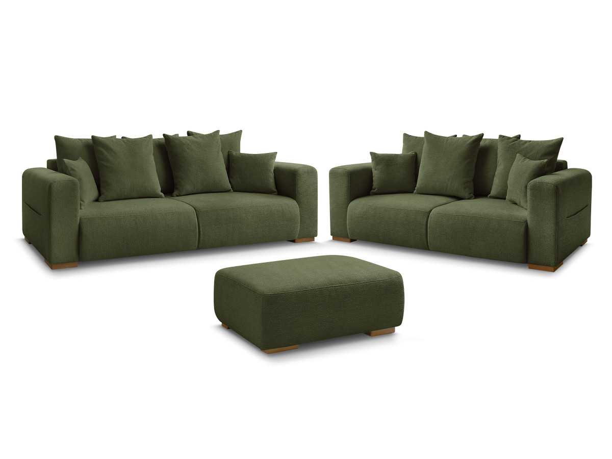 Bobochic Sidonie Sofa 6-Sitzer mit Pouf Melange-Stoff Grün