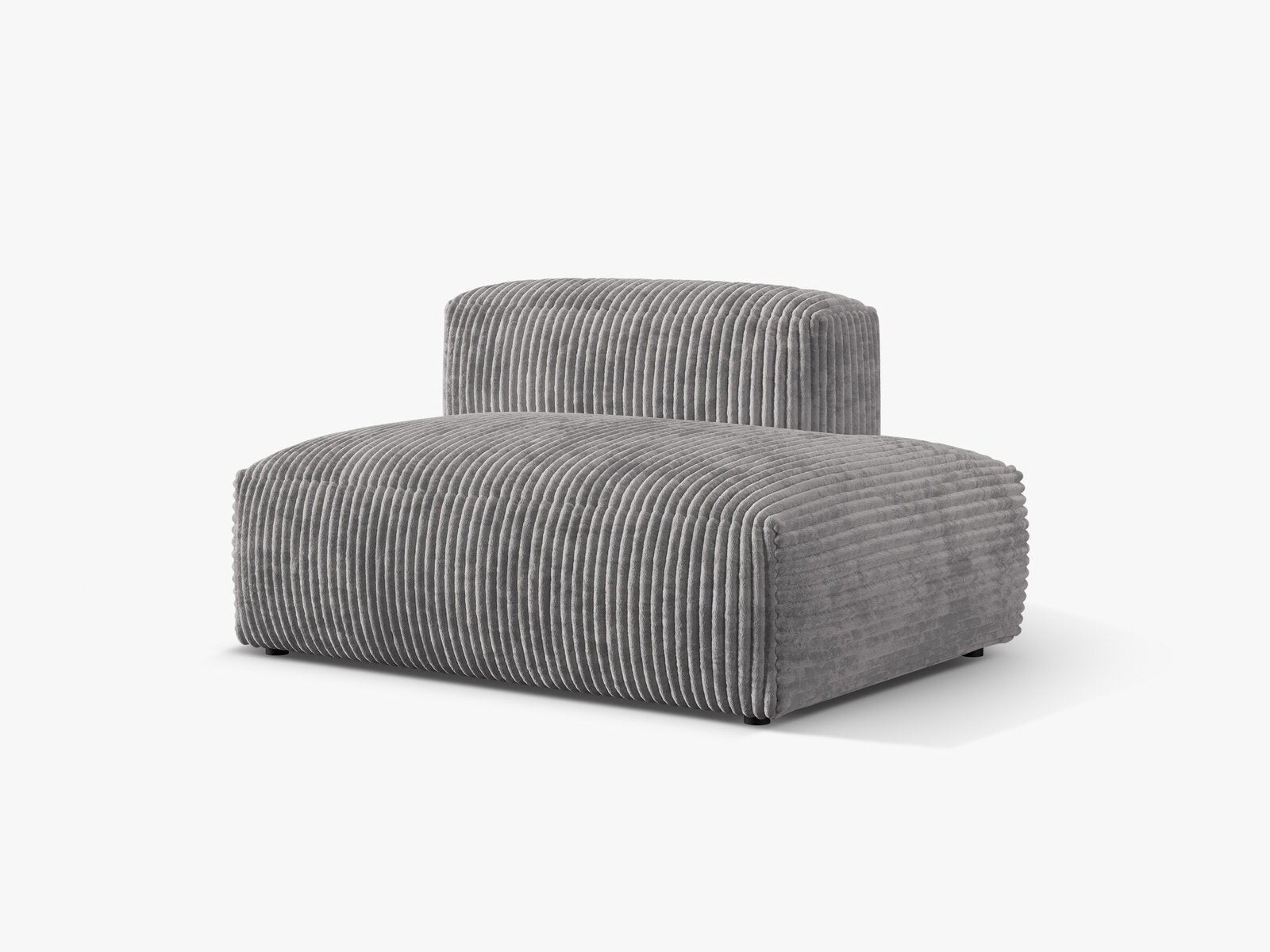 Micadoni Ecksofa-Modul Martina 1-Sitzer Kord Tilia Hellgrau Rechts