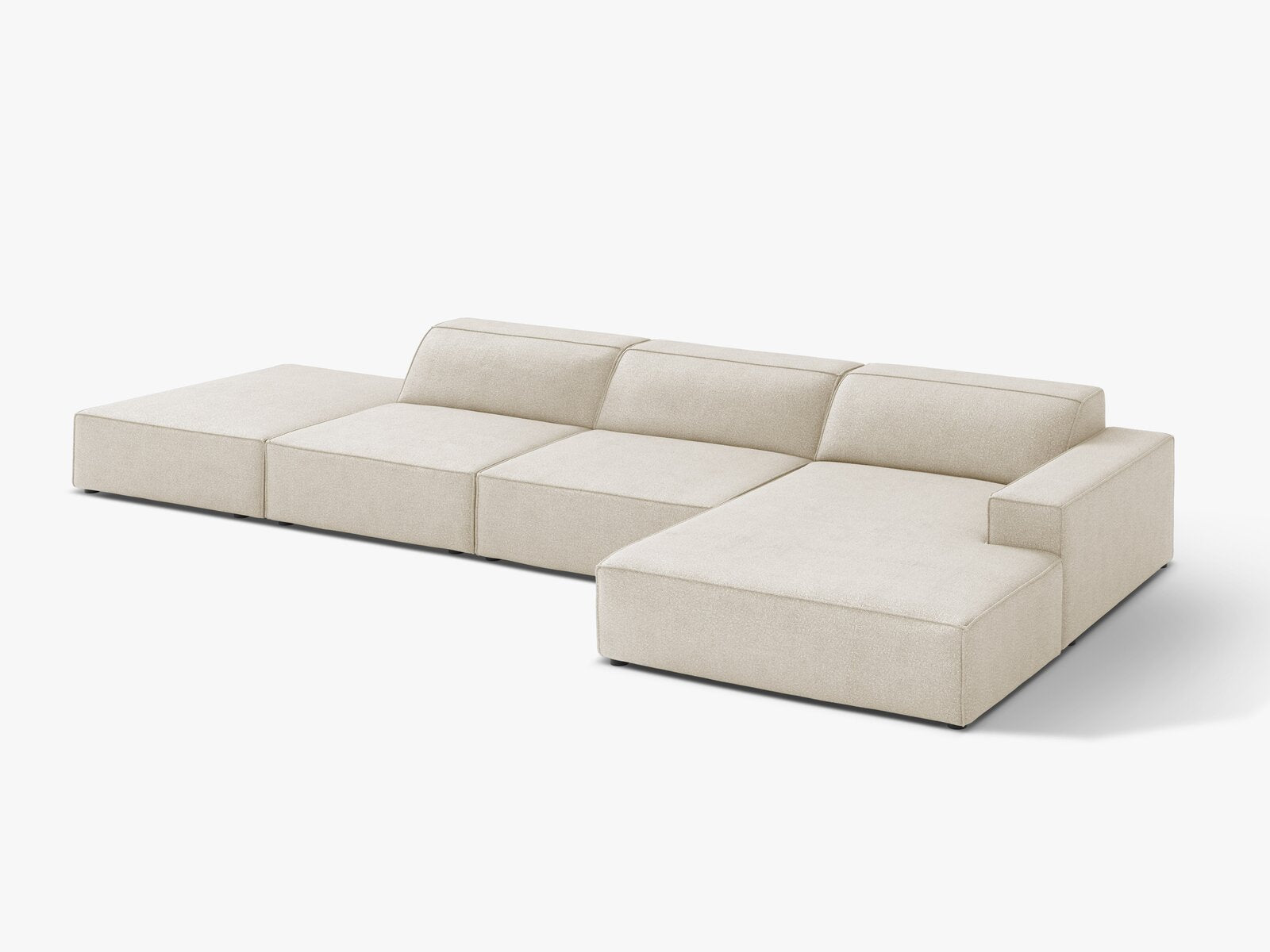 Micadoni Ecksofa Jodie 5-Sitzer Rechts Boucle Baloo Beige