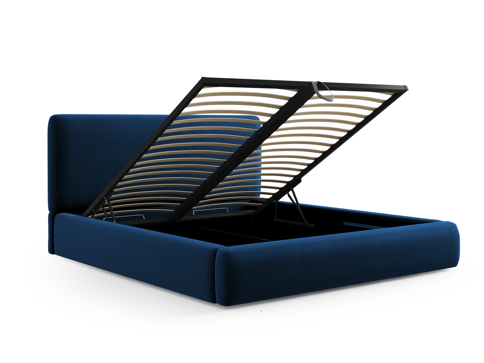 Cosmopolitan Design Stauraumbett mit Kopfteil Colonel 200x200 Samt Riviera Dunkelblau