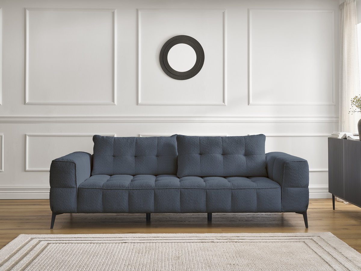 Bobochic Anis Sofa 3-Sitzer Bouclé-Stoff Dunkelblau