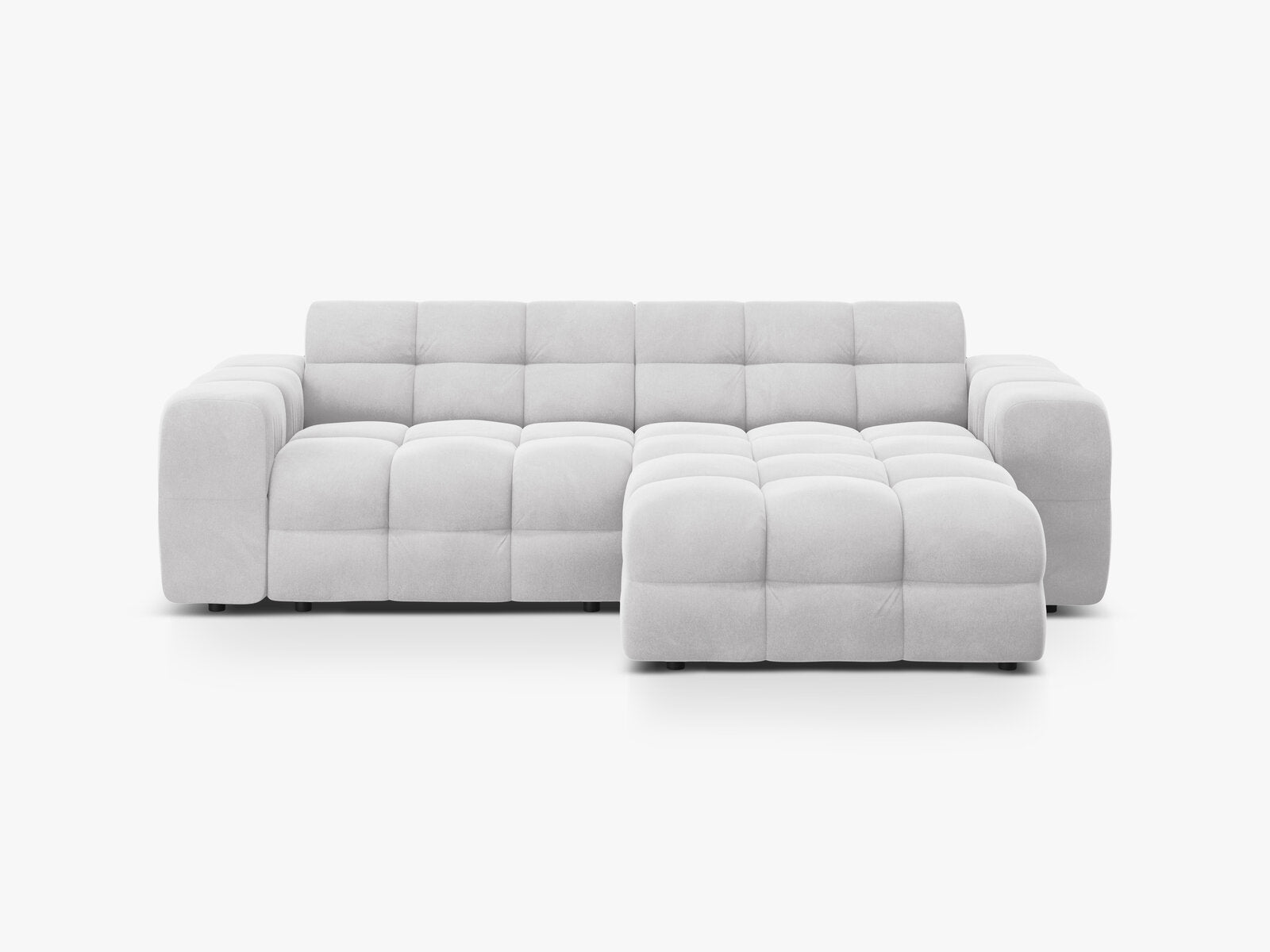 Micadoni Ecksofa Kendal 4-Sitzer Rechts Samt Magic Velvet Hellgrau