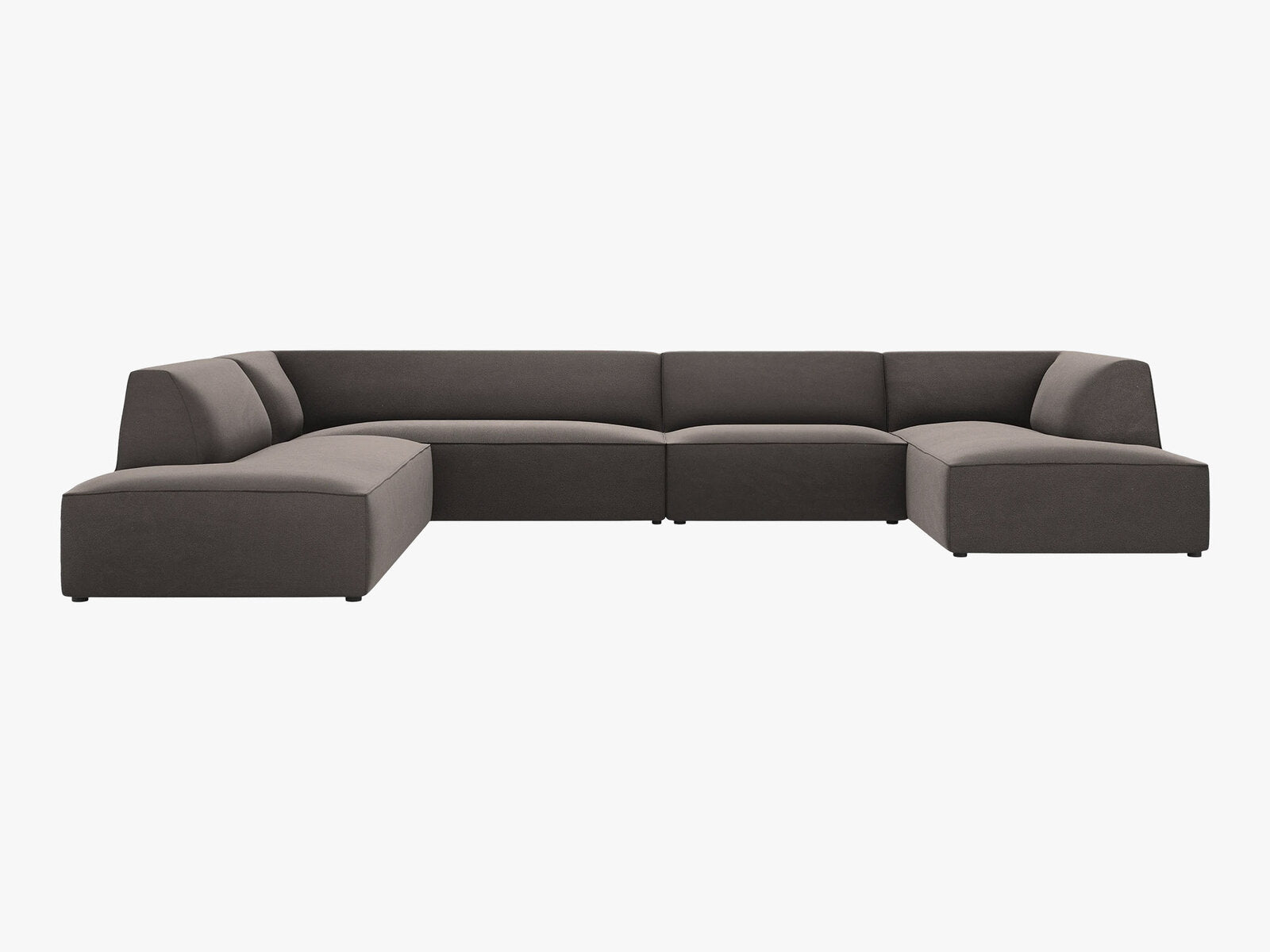 Micadoni Panorama-Ecksofa Ruby 7-Sitzer Links Samt Salvador Dunkelgrau