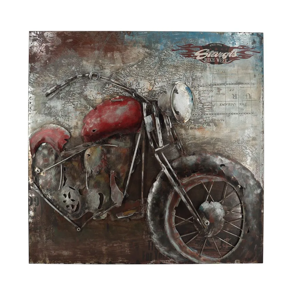 Moebelfaktor Handgefertigtes Metallbild Bike Week Red ca. 100x100 cm