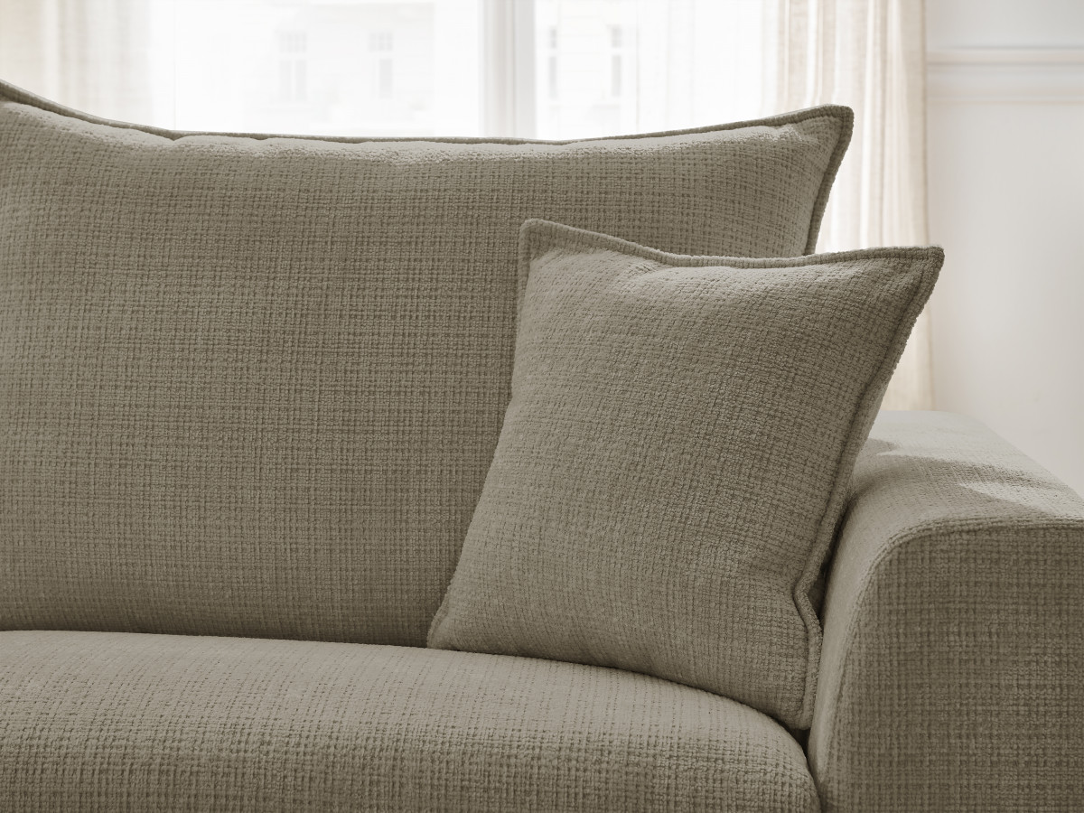 Bobochic Augustin Ecksofa mit Schlaffunktion und Bettkasten Strukturstoff Taupe, Liegefläche 140 × 200 cm