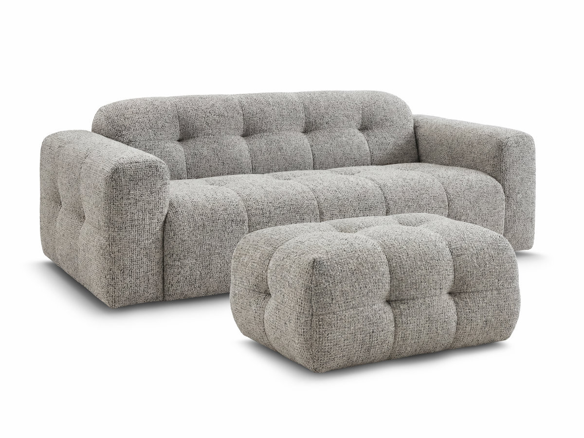 Bobochic Laura Sofa 3-Sitzer mit kleinem Pouf