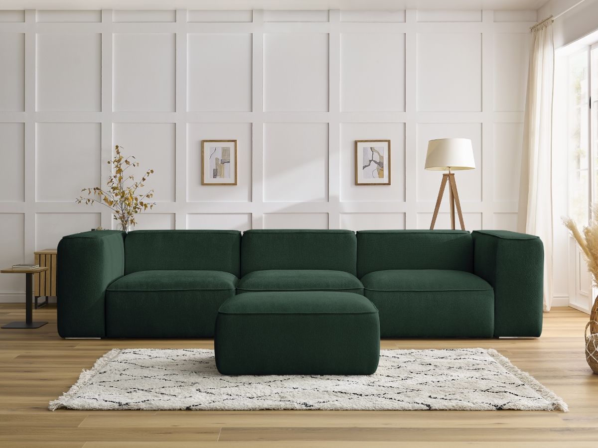 Bobochic Zephyr Sofa 4-Sitzer mit Pouf Strukturstoff Grün