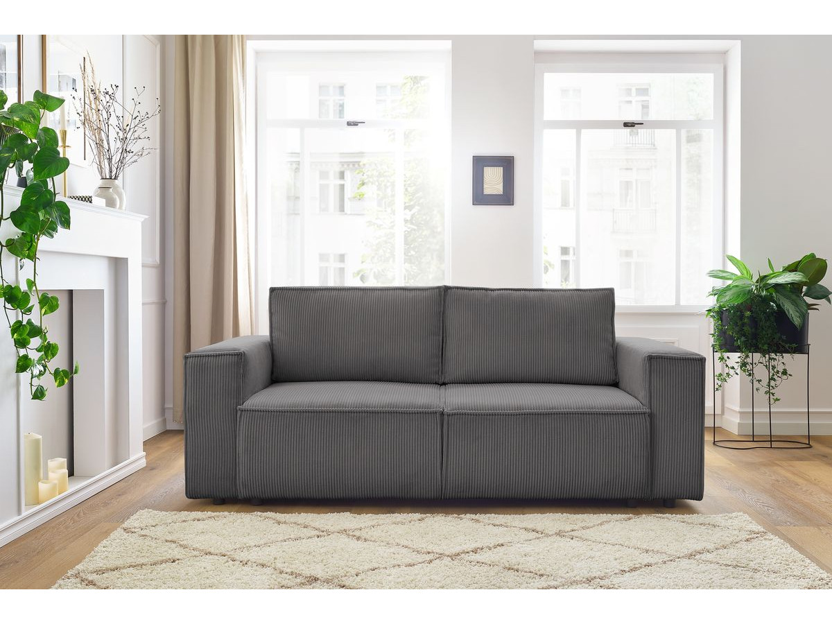 Bobochic Nihad Sofa 2-Sitzer Cordsamt Dunkelgrau