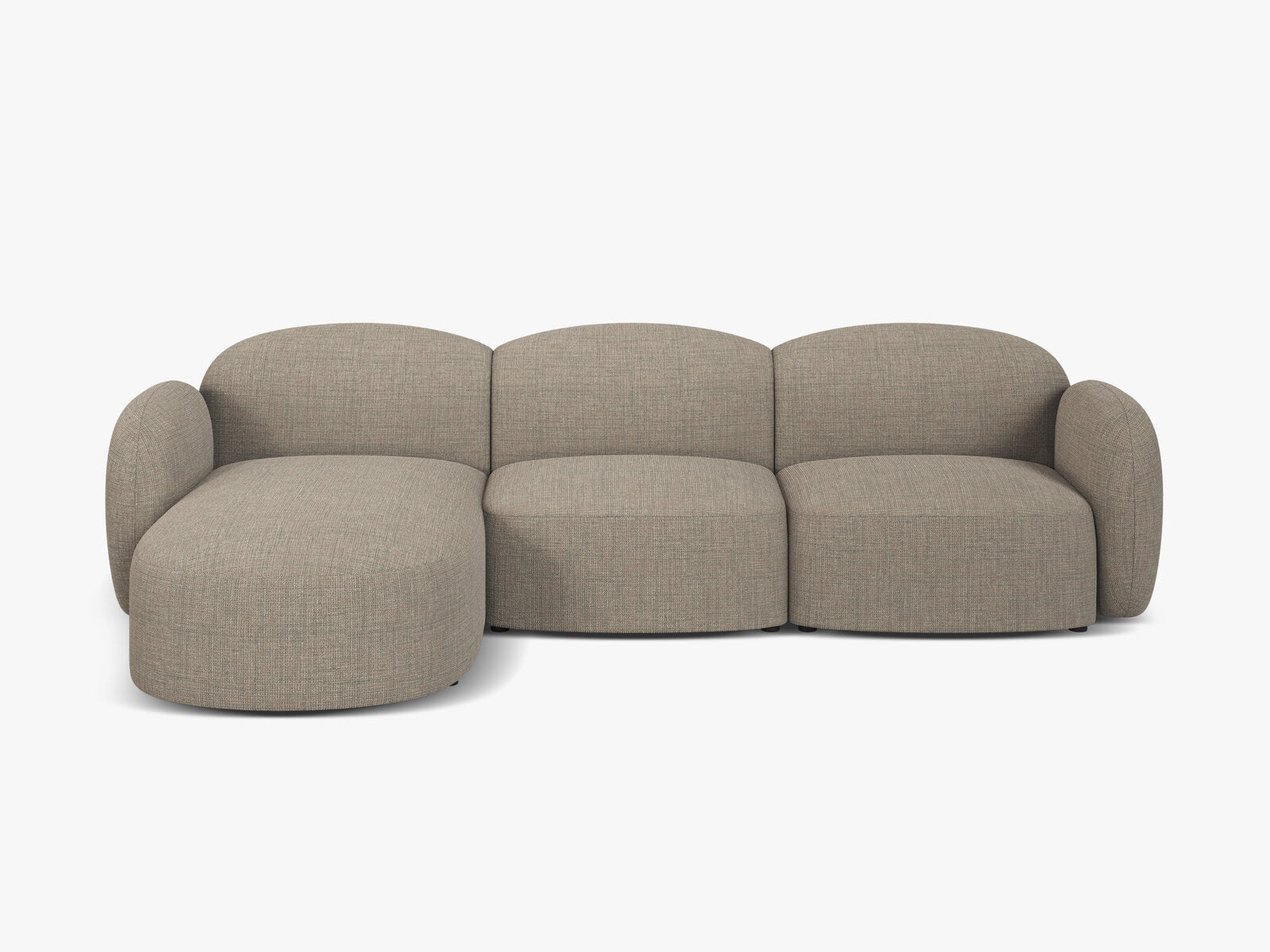 Micadoni Ecksofa Blair 4-Sitzer Links Strukturierter Stoff Baltimore Grau Braun Melange