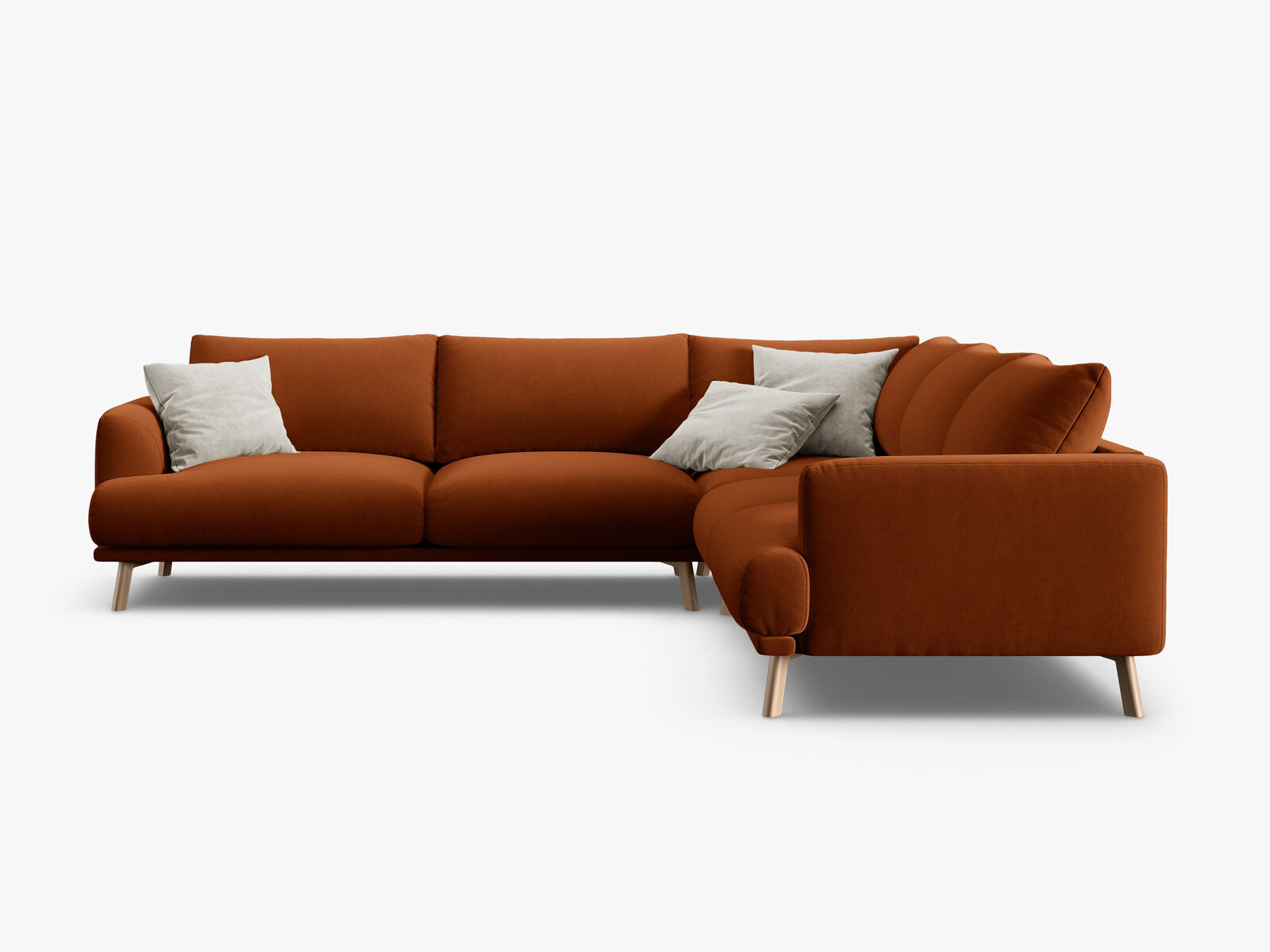 Micadoni symmetrisches Ecksofa Naomi 5-Sitzer Samt Salvador Terrakotta