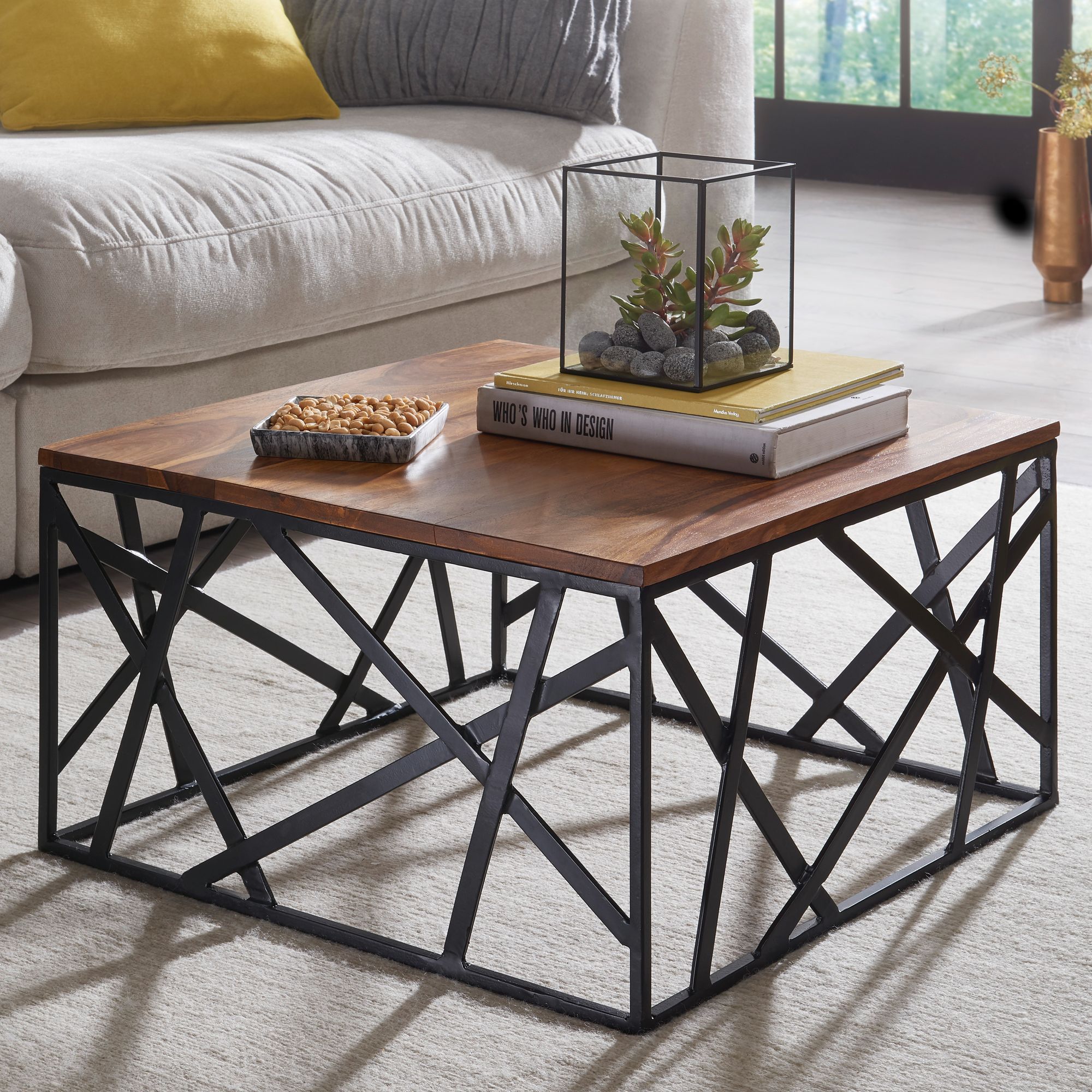 Couchtisch Odda Sheesham Massivholz 60 × 60 × 35 cm