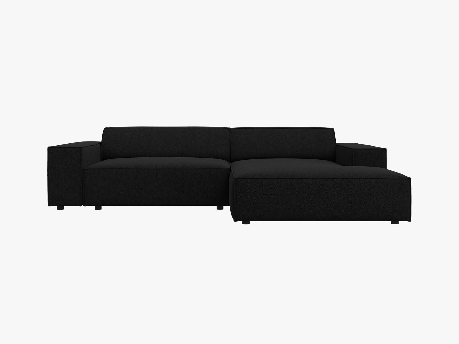 Micadoni Ecksofa Jodie 3-Sitzer Rechts Strukturierter Stoff Megan Schwarz