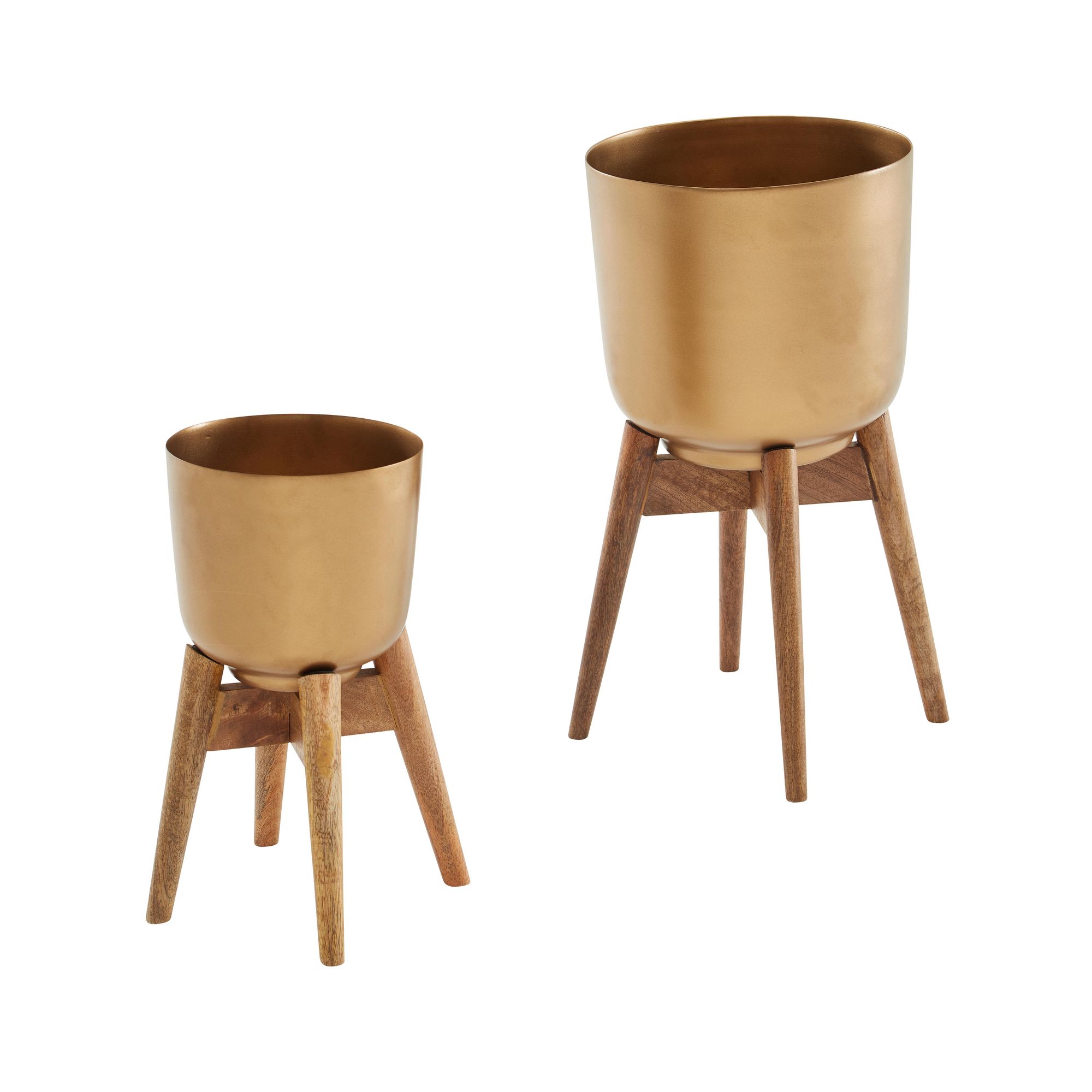 Blumentopf Surtsey Mango Massivholz Gold