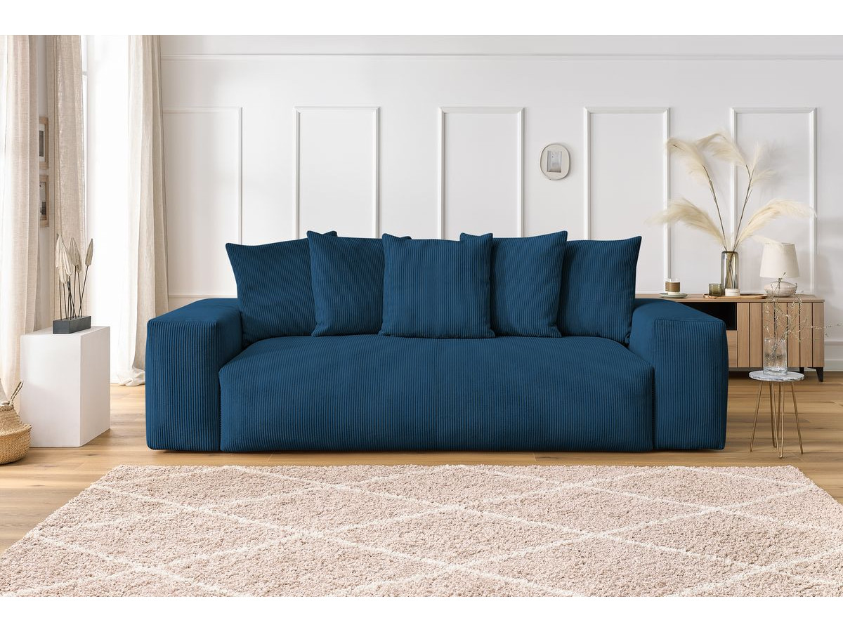 Bobochic Voltaire Sofa 3-Sitzer 280 × 124 cm Cordsamt Dunkelblau