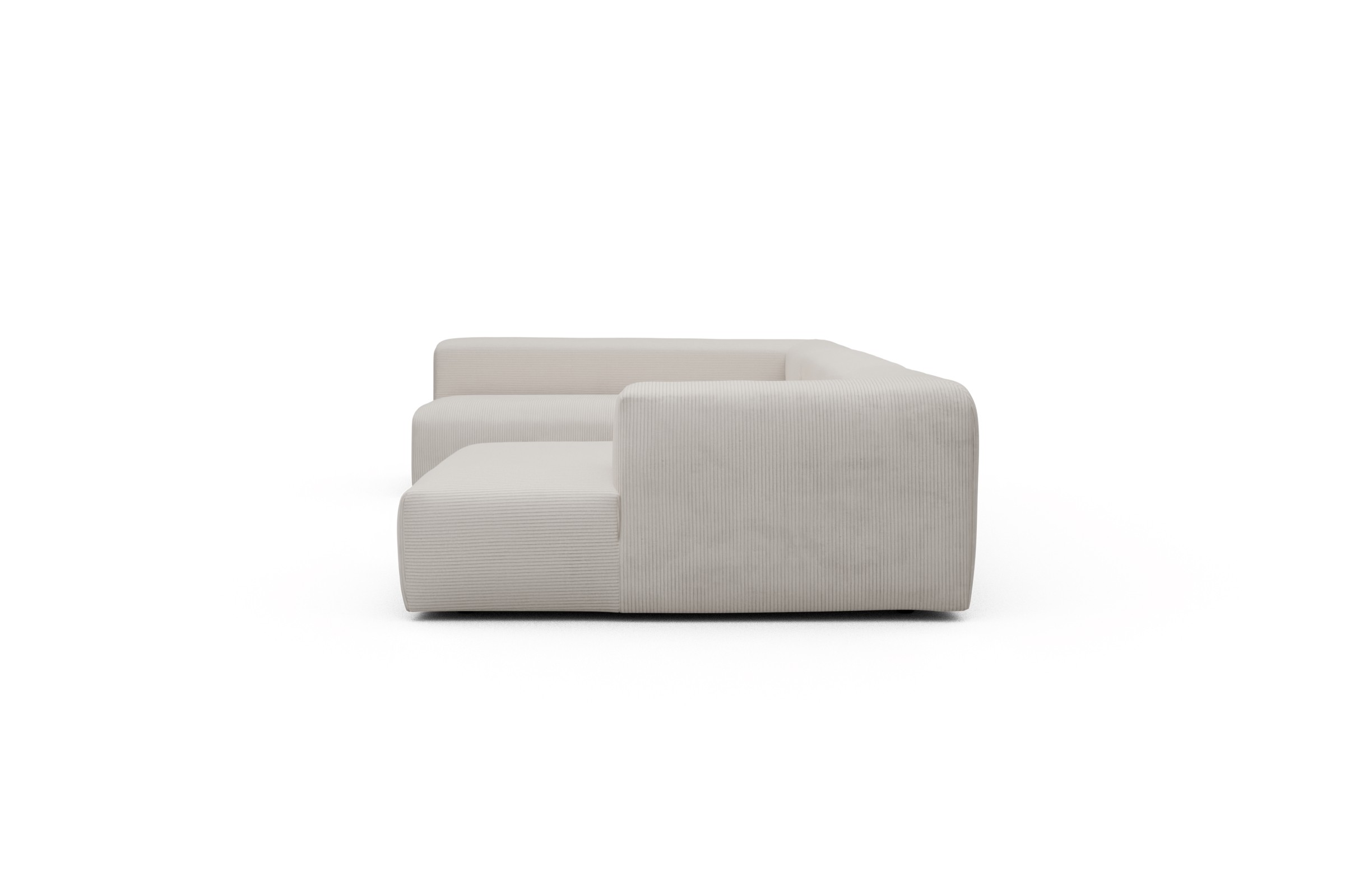 Wohnlandschaft Fred Chaiselongue rechts mit 2-Sitzer und lange Armlehne links Kord Corduroy 594-Ivory