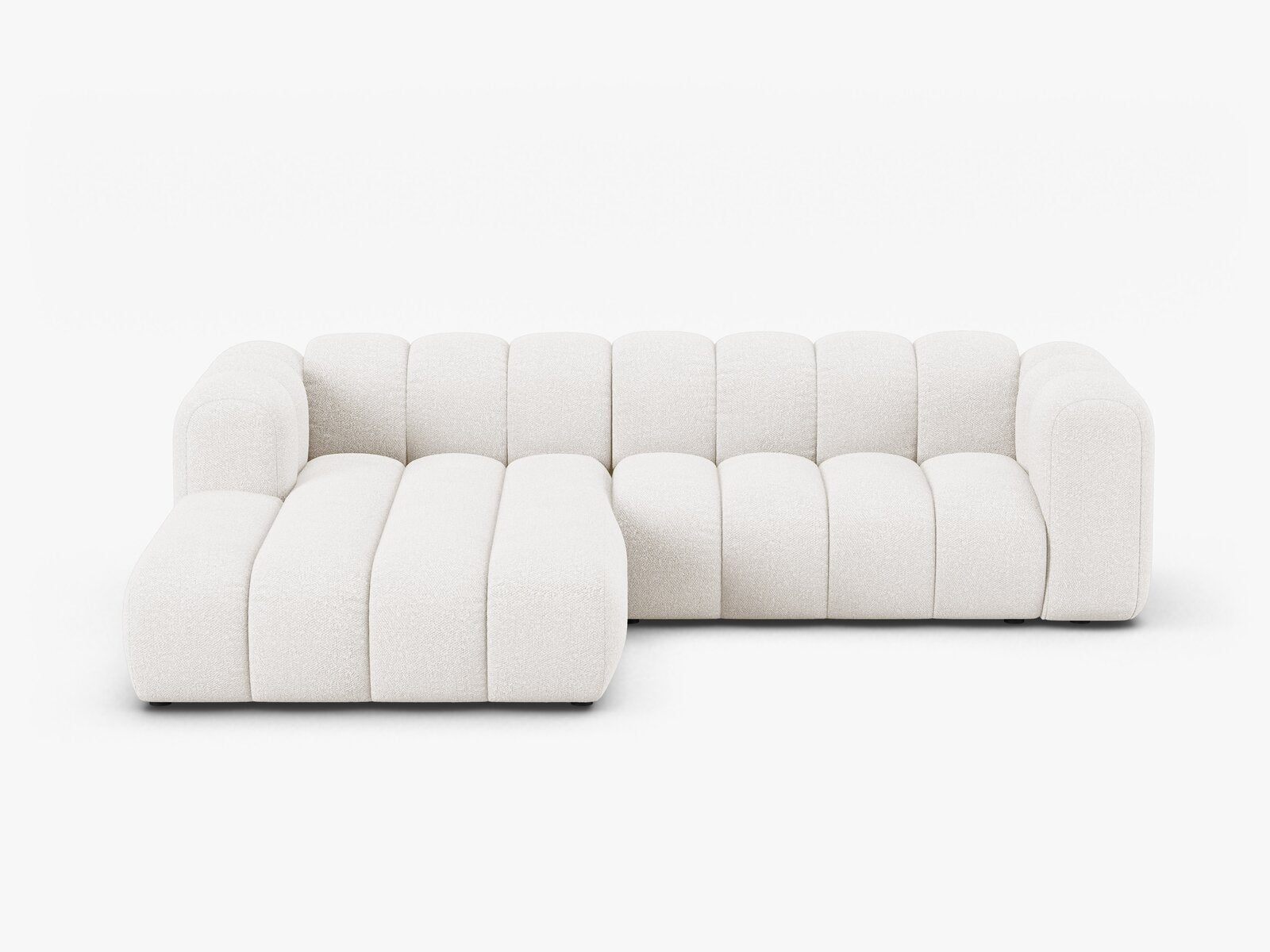 Micadoni Modulares Ecksofa Lupine 4-Sitzer mittelgroß Links Boucle Baloo Weiß