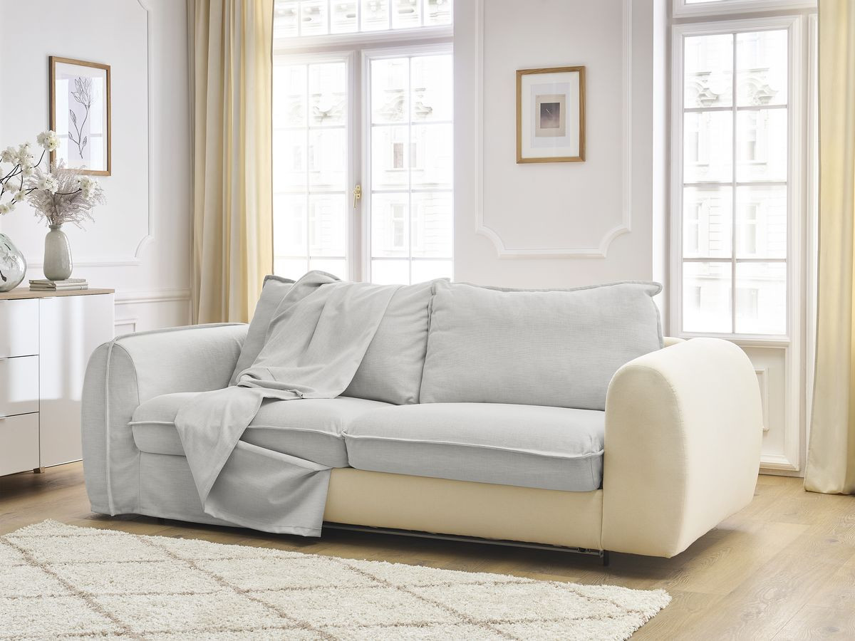 Bobochic Archimede Schlafsofa 3-Sitzer Stoff Hellgrau, Liegefläche 160 × 194 cm