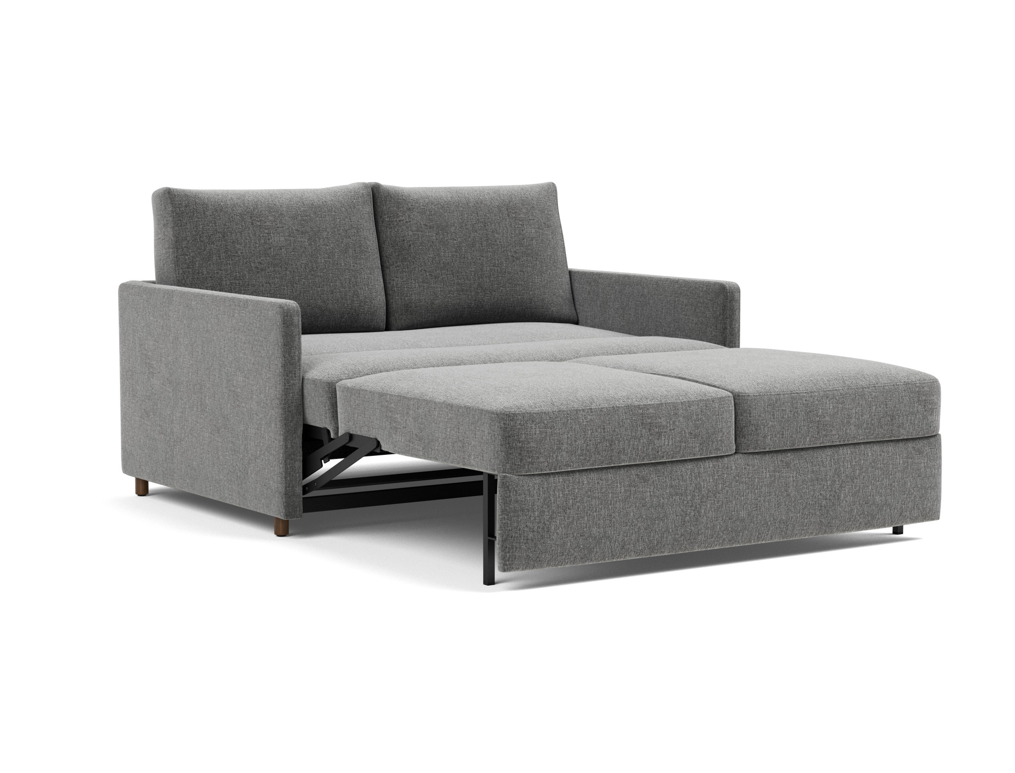 Schlafsofa Neah mit Slim-Armlehnen 140 Strukturierter Stoff Twist 563-Charcoal