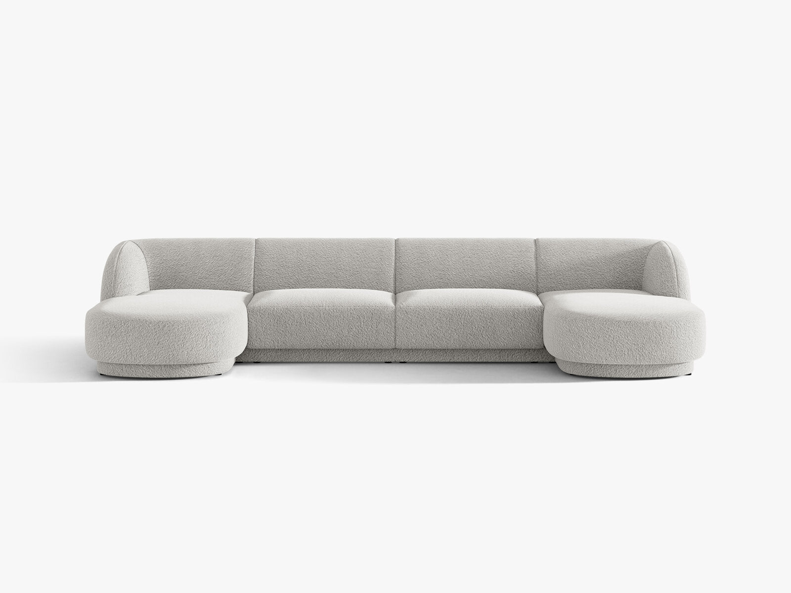 Micadoni Panorama-Sofa Miley 5-Sitzer Boucle Baloo Hellgrau