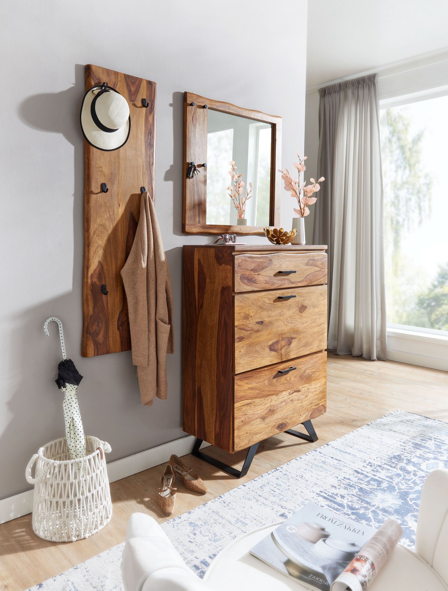 Garderobenpaneel Reykir Massivholz Dunkelbraun 40 × 7 × 140 cm