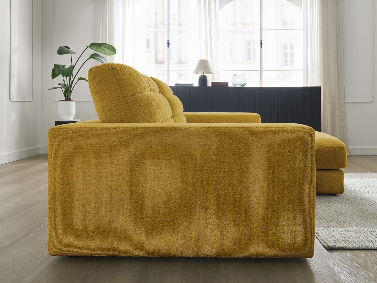 Bobochic Sierra Ecksofa Strukturstoff Gelb Ecke rechts