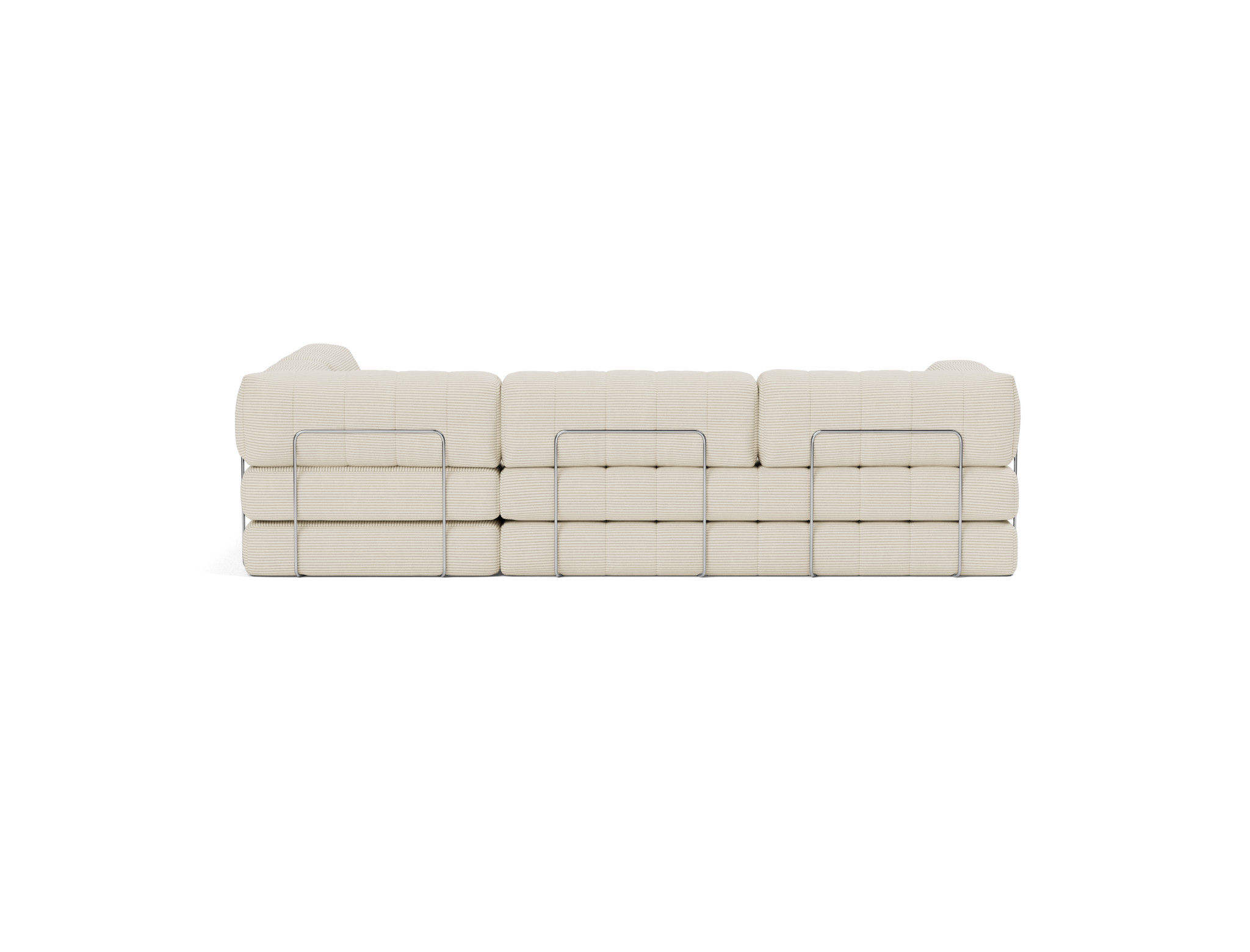 Eck-Schlafsofa CozyPad L-Form mit Armlehne Kord Corduroy 594-Ivory