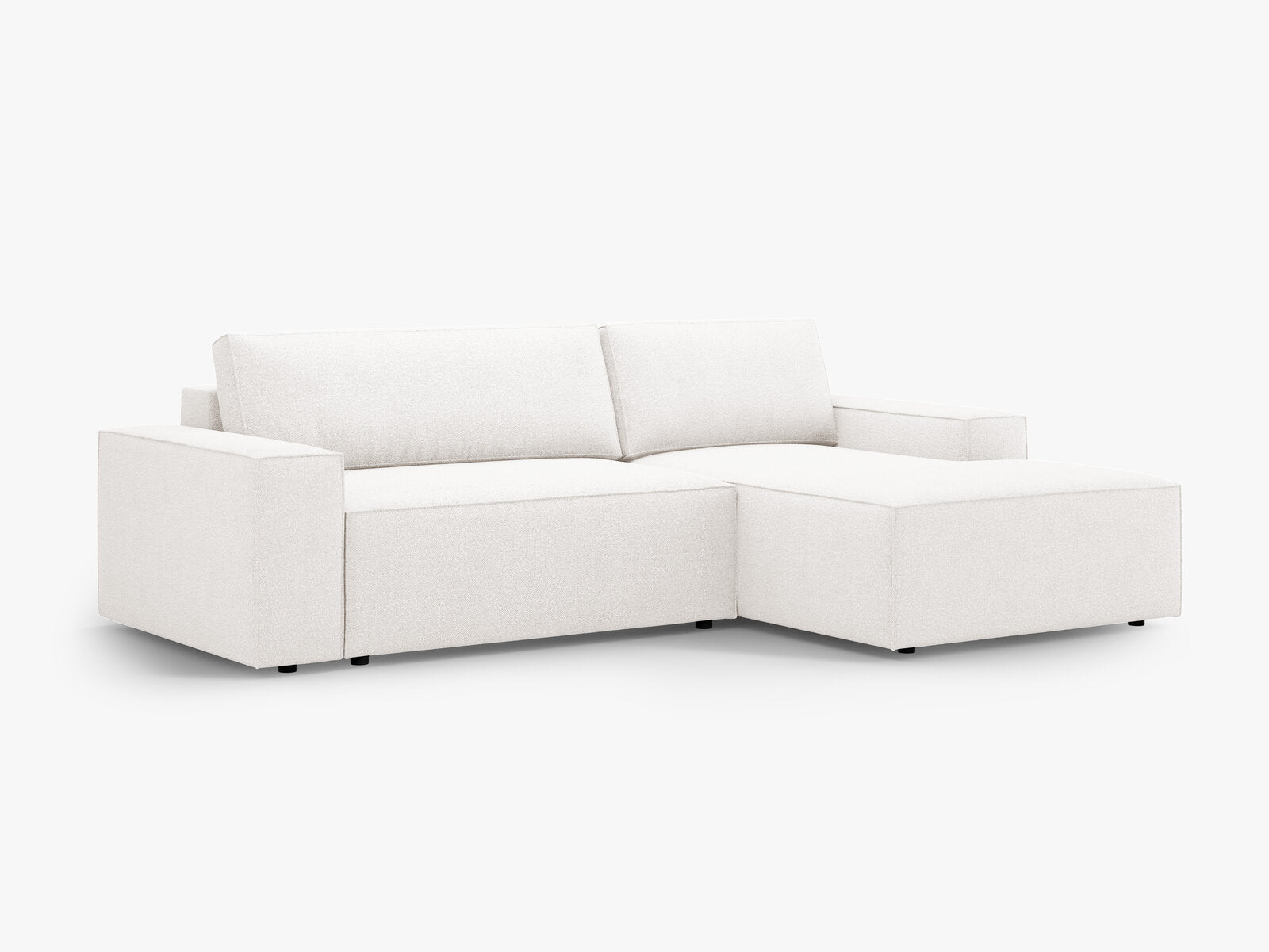 Micadoni Schlaf-Ecksofa Jodie 3-Sitzer Rechts Boucle Weiß