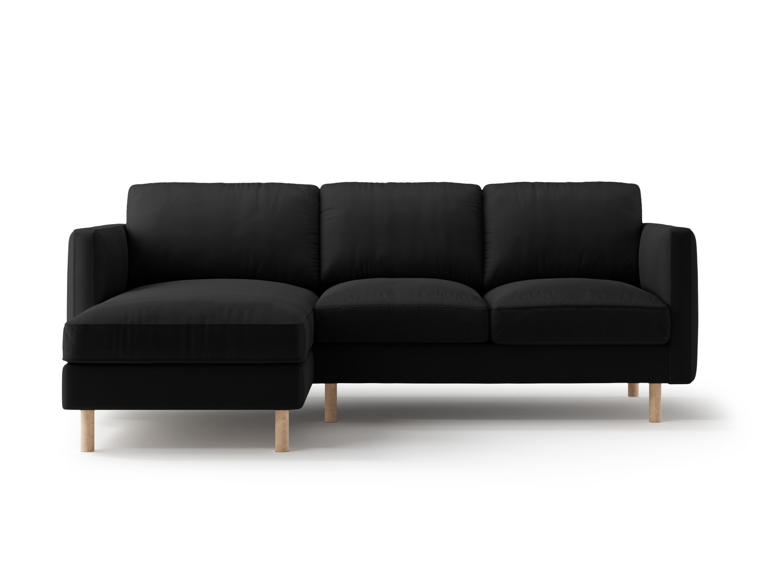 Micadoni Ecksofa Eden 3-Sitzer Links Samt Schwarz
