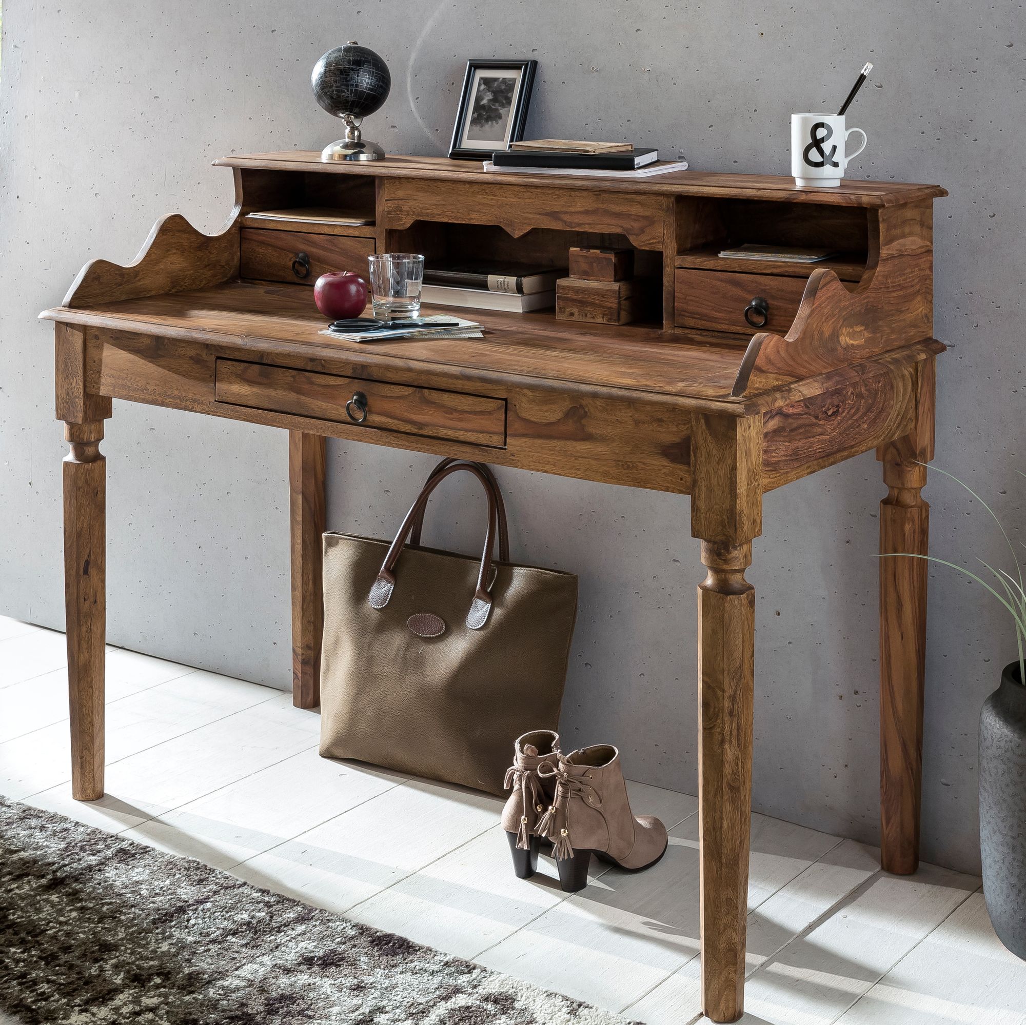 Schreibtisch Larvik Massivholz Dunkelbraun 115 × 60 × 100 cm