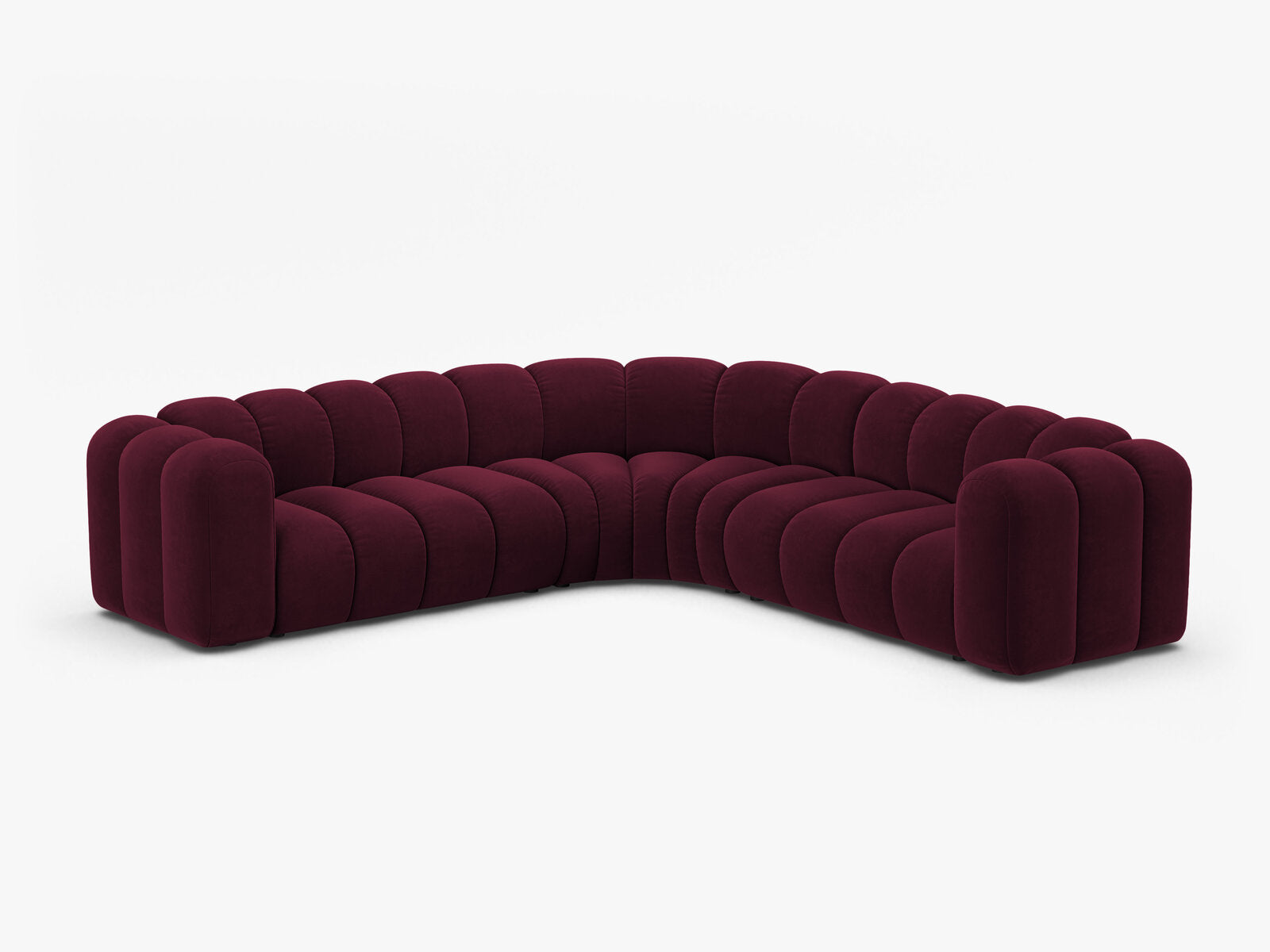 Micadoni symmetrisches Ecksofa Lupine 5-Sitzer mittelgroß Samt Venus Burgunder