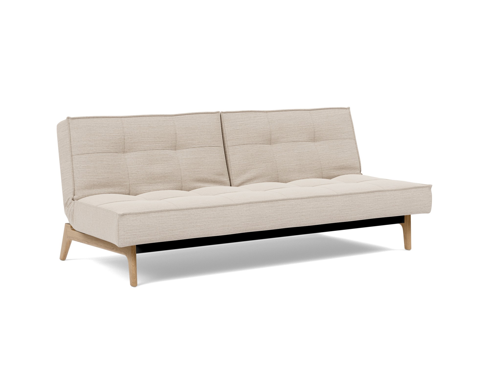 Schlafsofa Splitback Webstoff Blida 612-Sand-Grey Beine Eiche