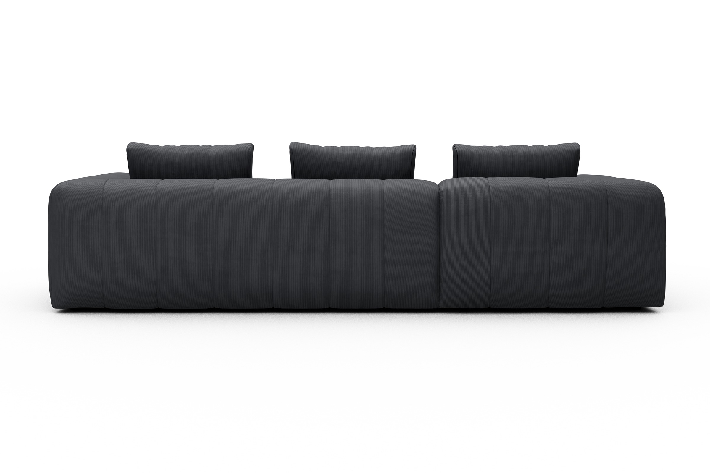 Ecksofa Hugo 2,5-Sitzer Armlehne rechts mit Chaiselongue Cordufine-Slate-Grey