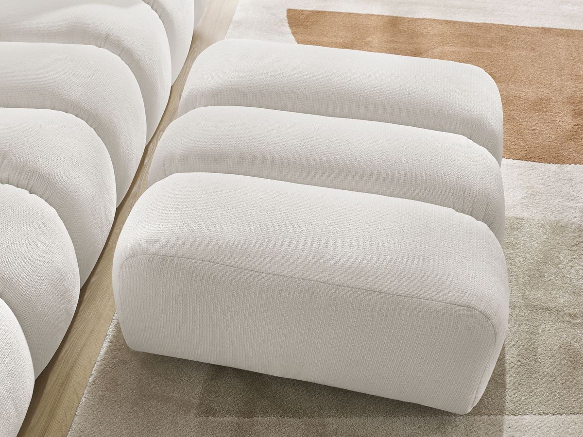 Bobochic Talia Sofa 3-Sitzer mit Pouf Melange-Stoff Weiß